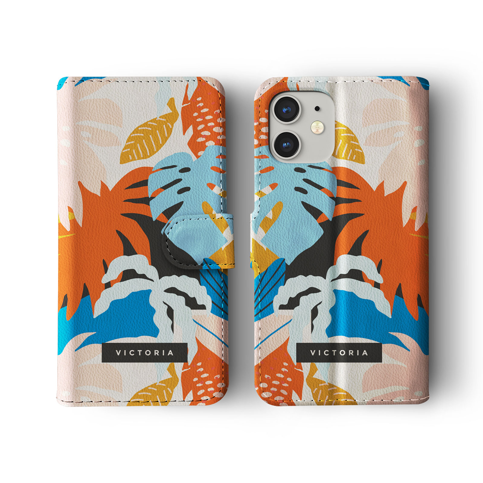 Tirita Personalised Wallet Flip Case for iPhone 14 13 12 Tropical Abstract Funky - Picture 2 of 32