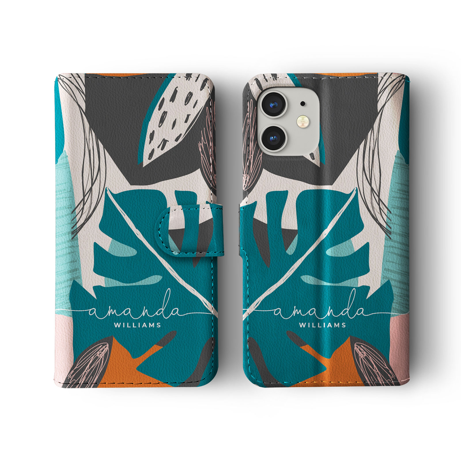 Tirita Personalised Wallet Flip Case for iPhone 14 13 12 Tropical Abstract Funky - Picture 5 of 32
