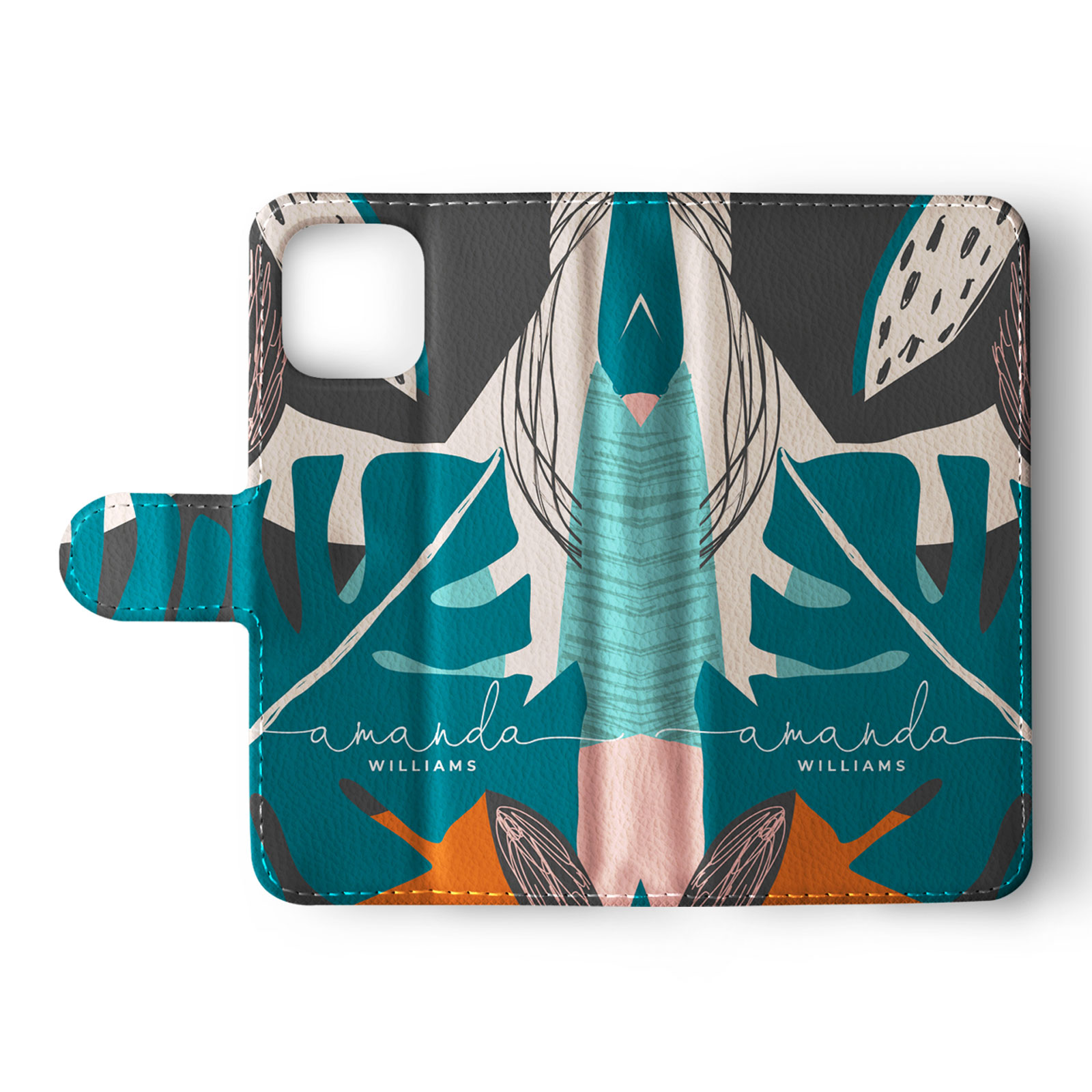 Tirita Personalised Wallet Flip Case for iPhone 14 13 12 Tropical Abstract Funky - Picture 6 of 32
