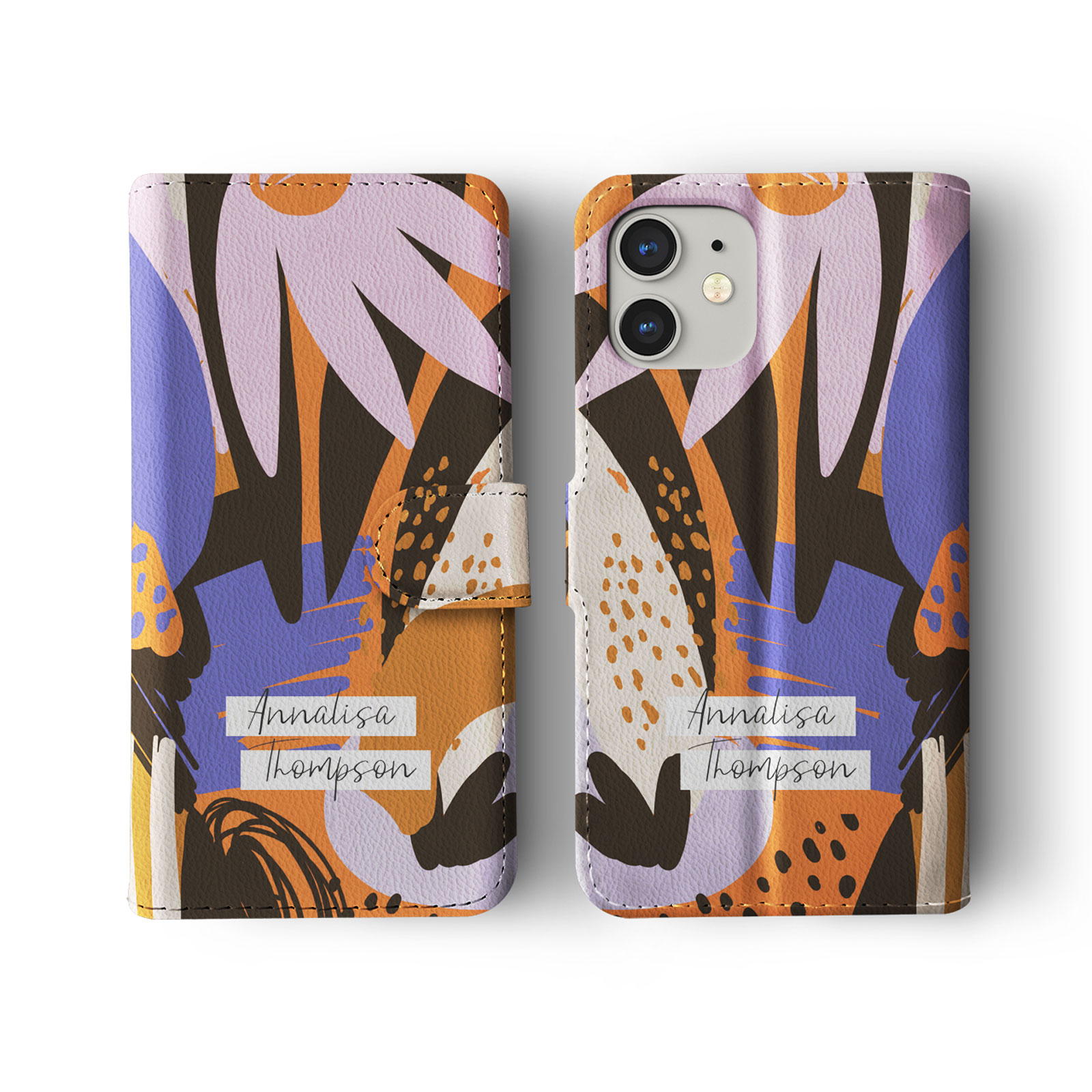 Tirita Personalised Wallet Flip Case for iPhone 14 13 12 Tropical Abstract Funky - Picture 14 of 32