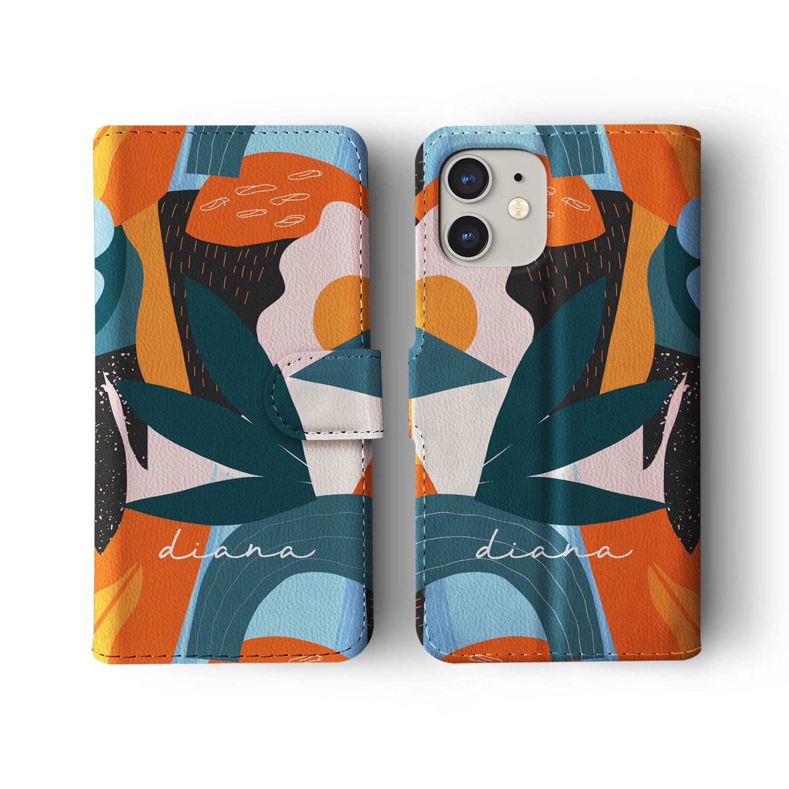 Tirita Personalised Wallet Flip Case for iPhone 14 13 12 Tropical Abstract Funky - Picture 17 of 32