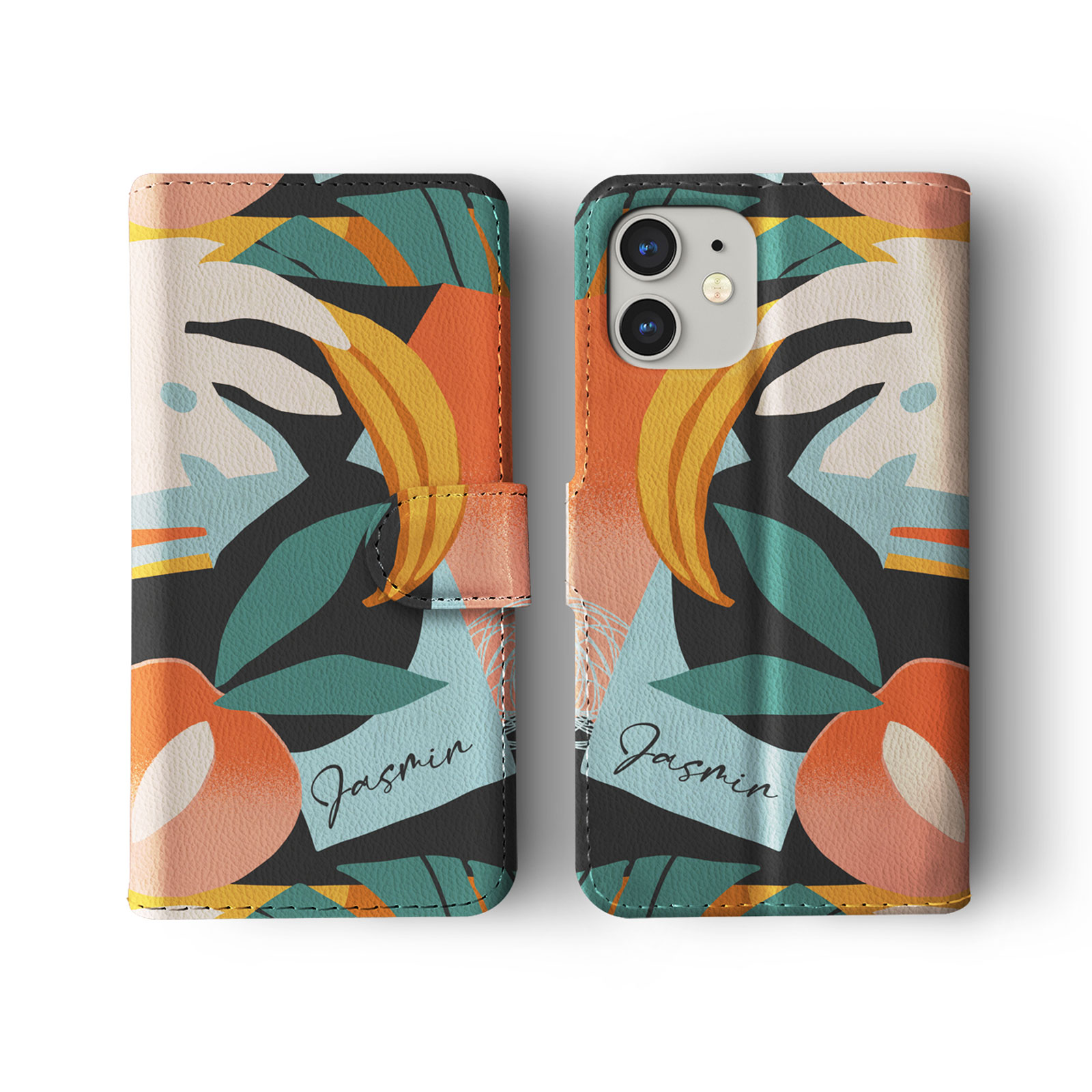 Tirita Personalised Wallet Flip Case for iPhone 14 13 12 Tropical Abstract Funky - Picture 20 of 32
