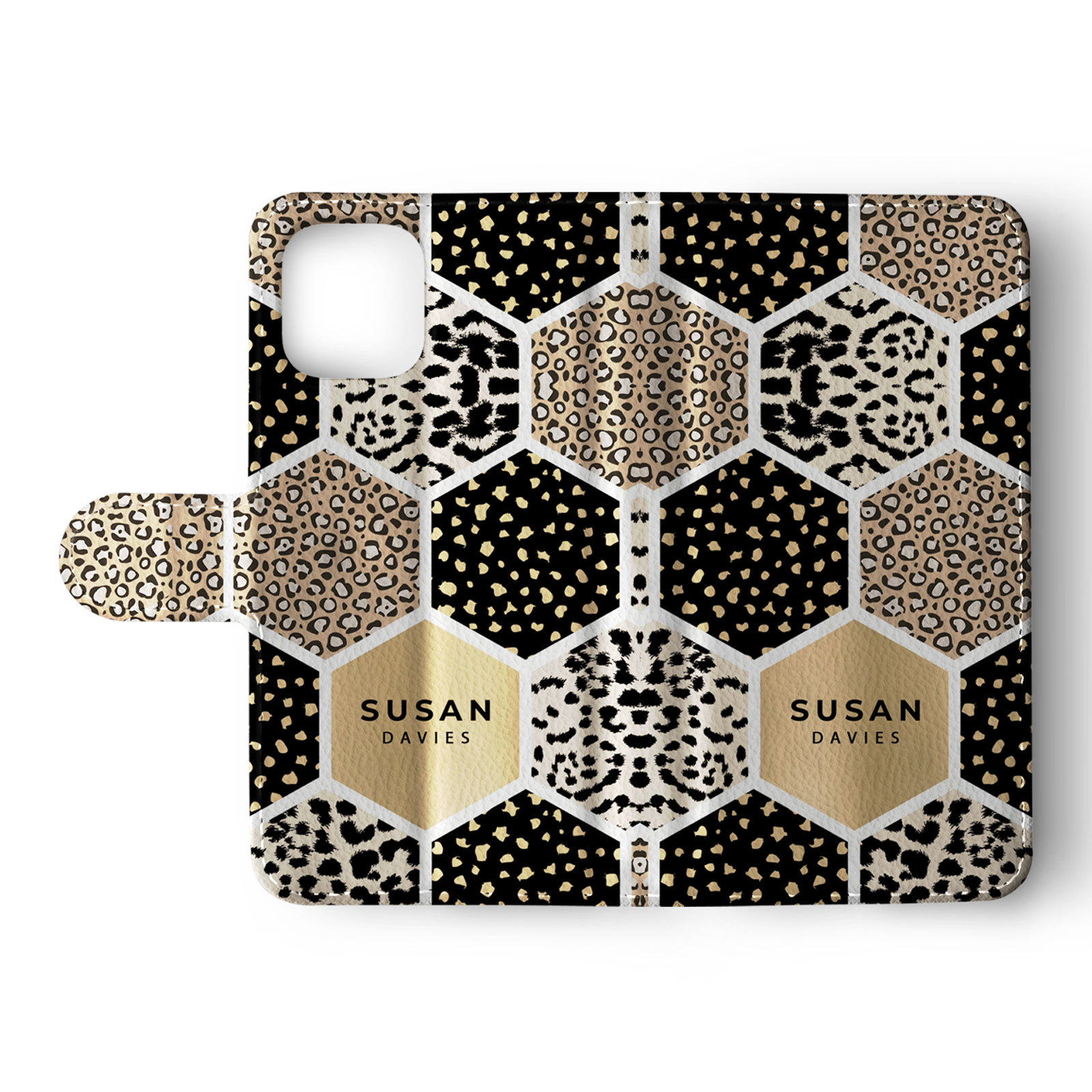 Tirita Personalised Wallet Flip Case for iPhone 14 13 12 11 Animal Print Leopard - Picture 9 of 26