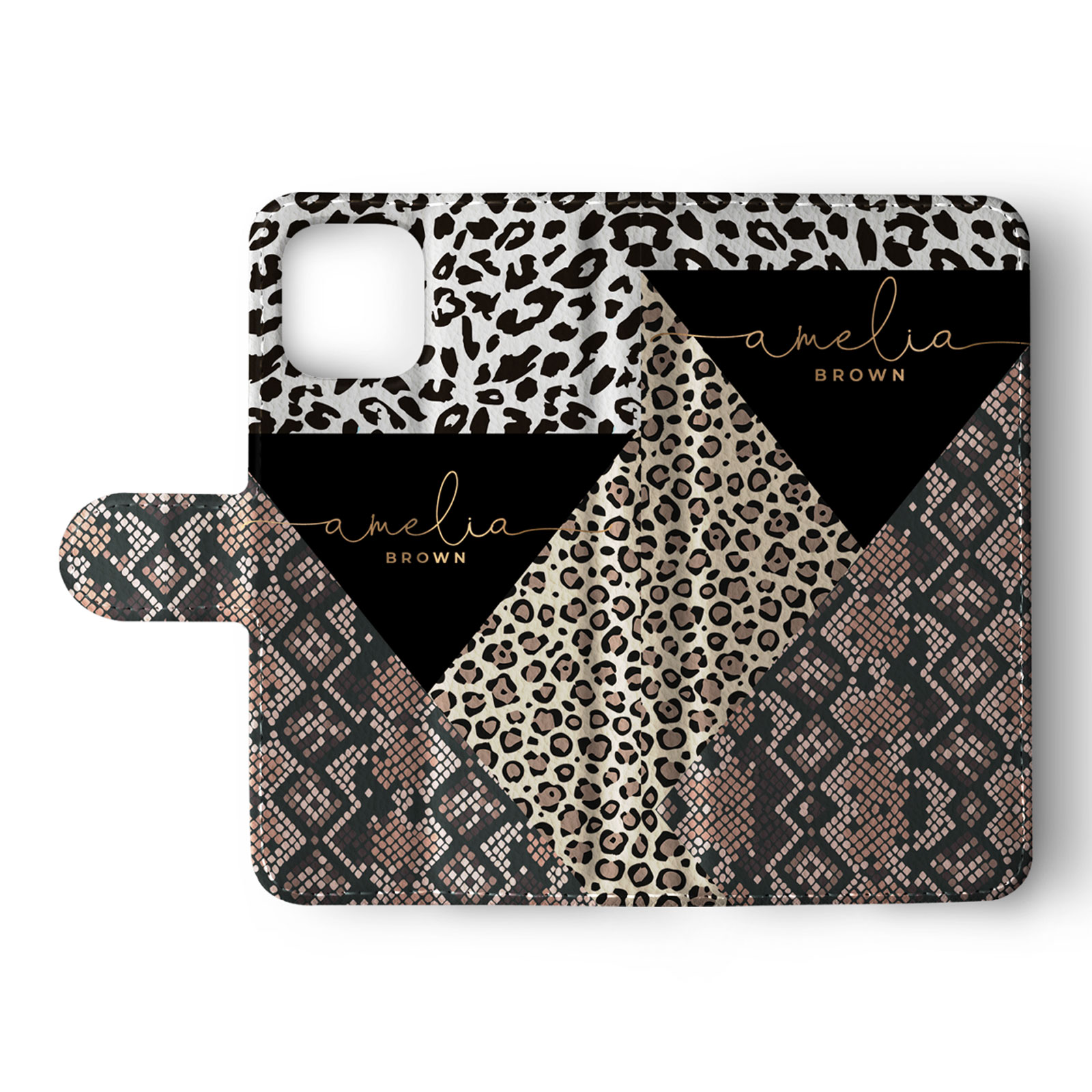 Tirita Personalised Wallet Flip Case for iPhone 14 13 12 11 Animal Print Leopard - Picture 12 of 26