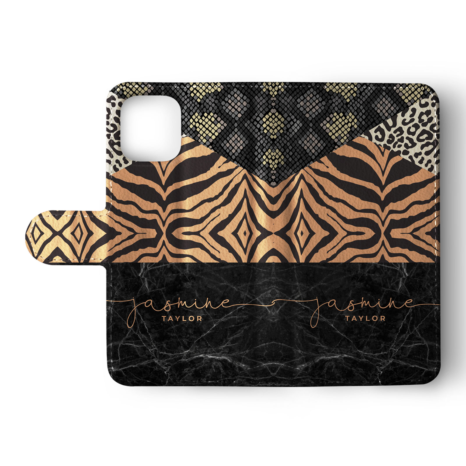Tirita Personalised Wallet Flip Case for iPhone 14 13 12 11 Animal Print Leopard - Picture 18 of 26