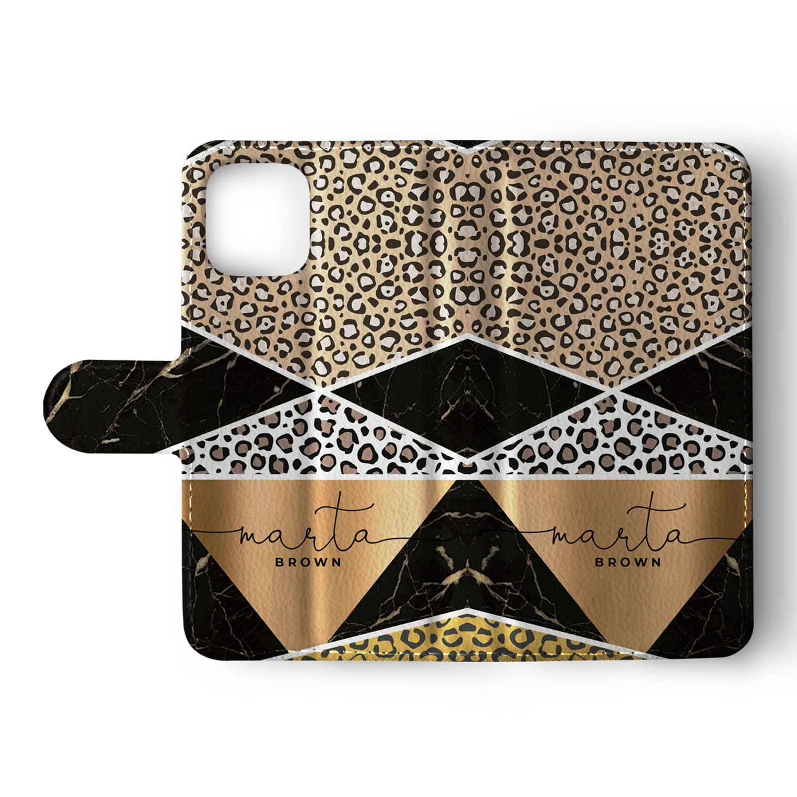 Tirita Personalised Wallet Flip Case for iPhone 14 13 12 11 Animal Print Leopard - Picture 21 of 26