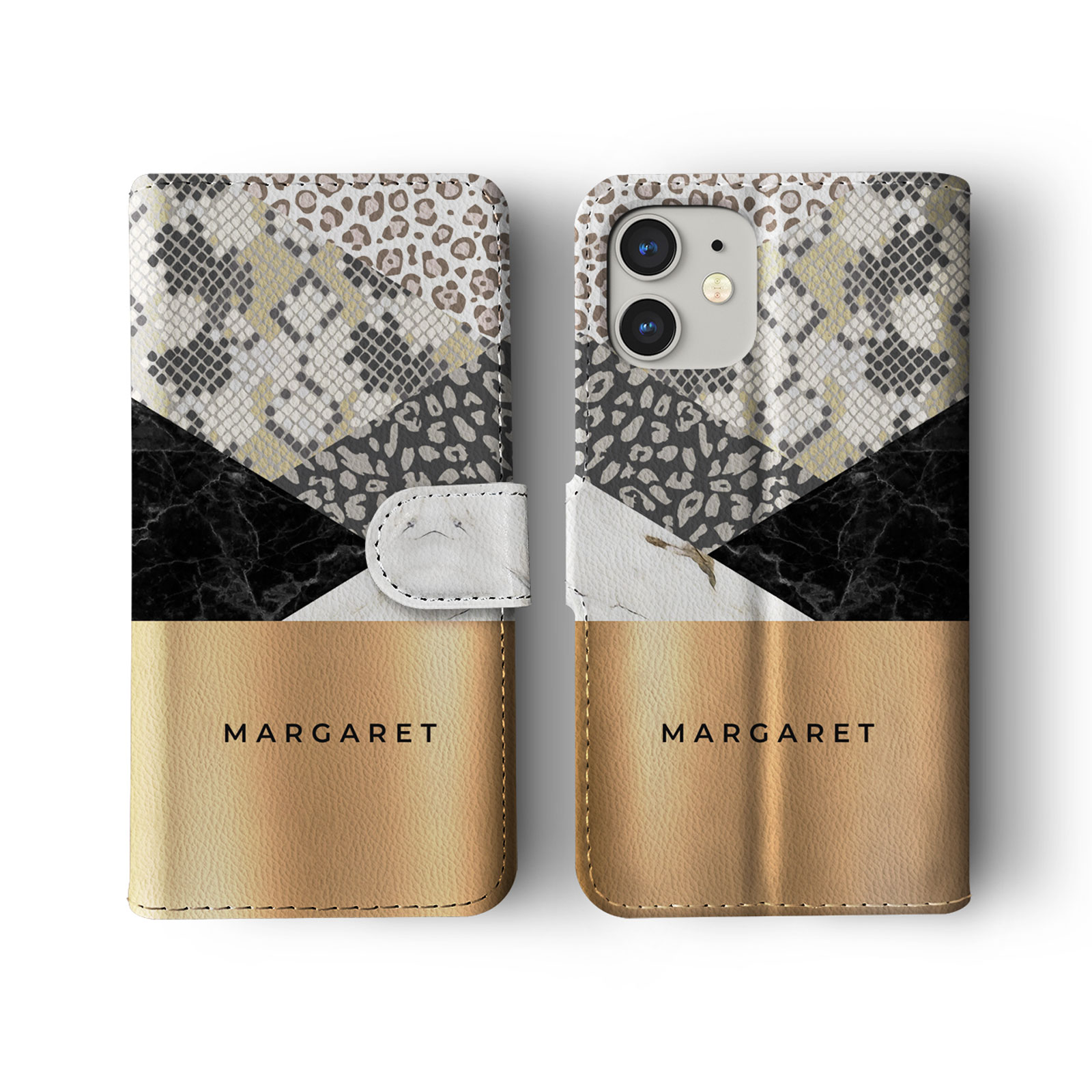 Tirita Personalised Wallet Flip Case for iPhone 14 13 12 11 Animal Print Leopard - Picture 23 of 26