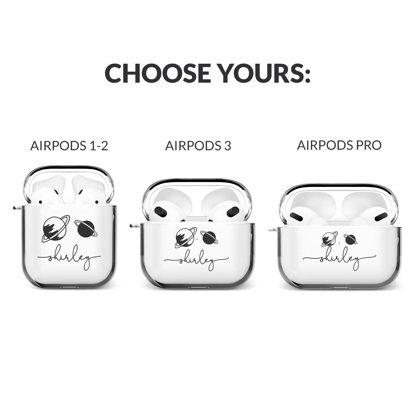 For Apple Earpods 1 2 3 Pro Custom Personalised Name AirPods Case Clear  Cover