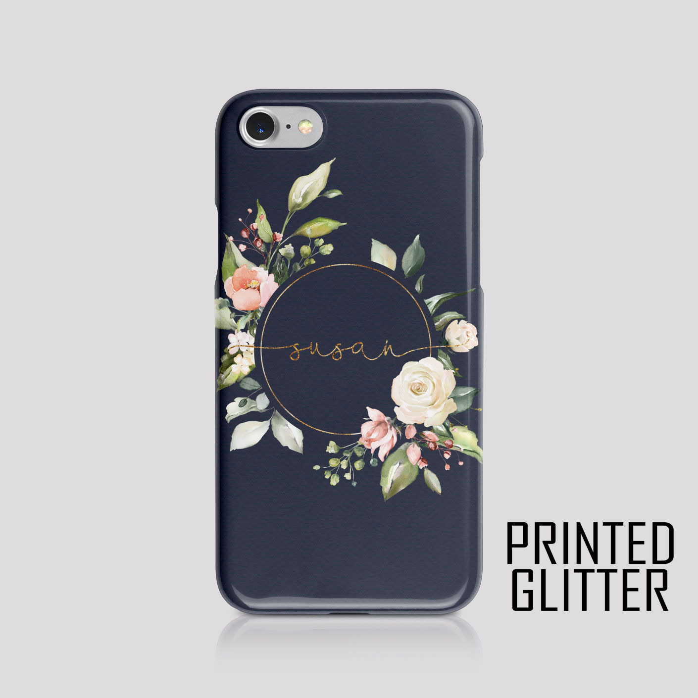 Personalised Phone Case Cover for iPhone Samsung Floral Animal Print Glitter - Picture 5 of 24