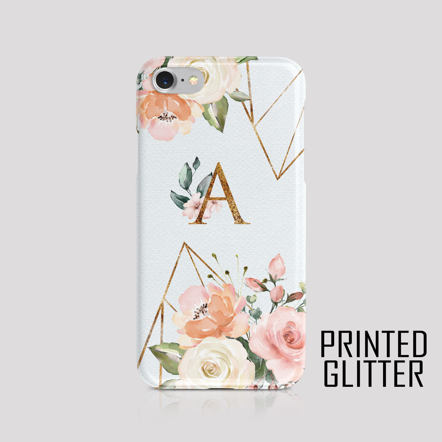 Personalised Phone Case Cover for iPhone Samsung Floral Animal Print Glitter - Picture 6 of 24