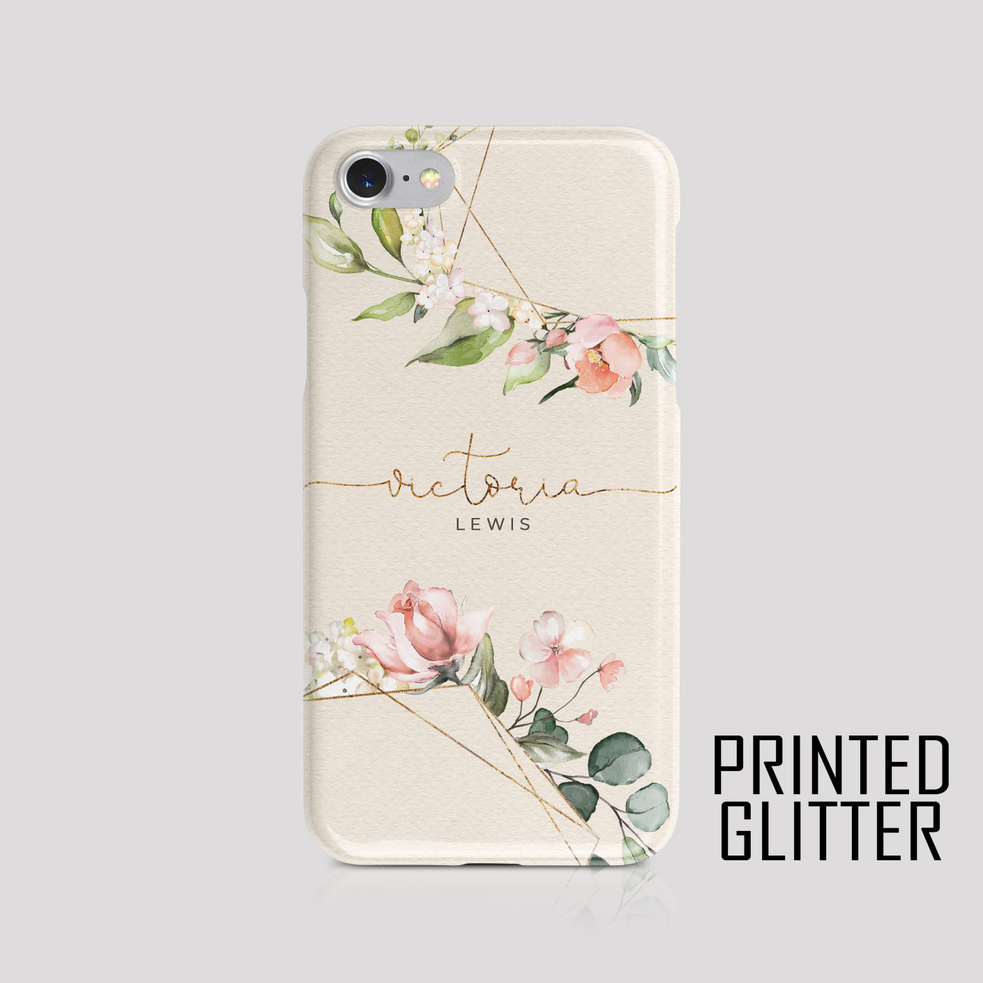 Personalised Phone Case Cover for iPhone Samsung Floral Animal Print Glitter - Picture 8 of 24