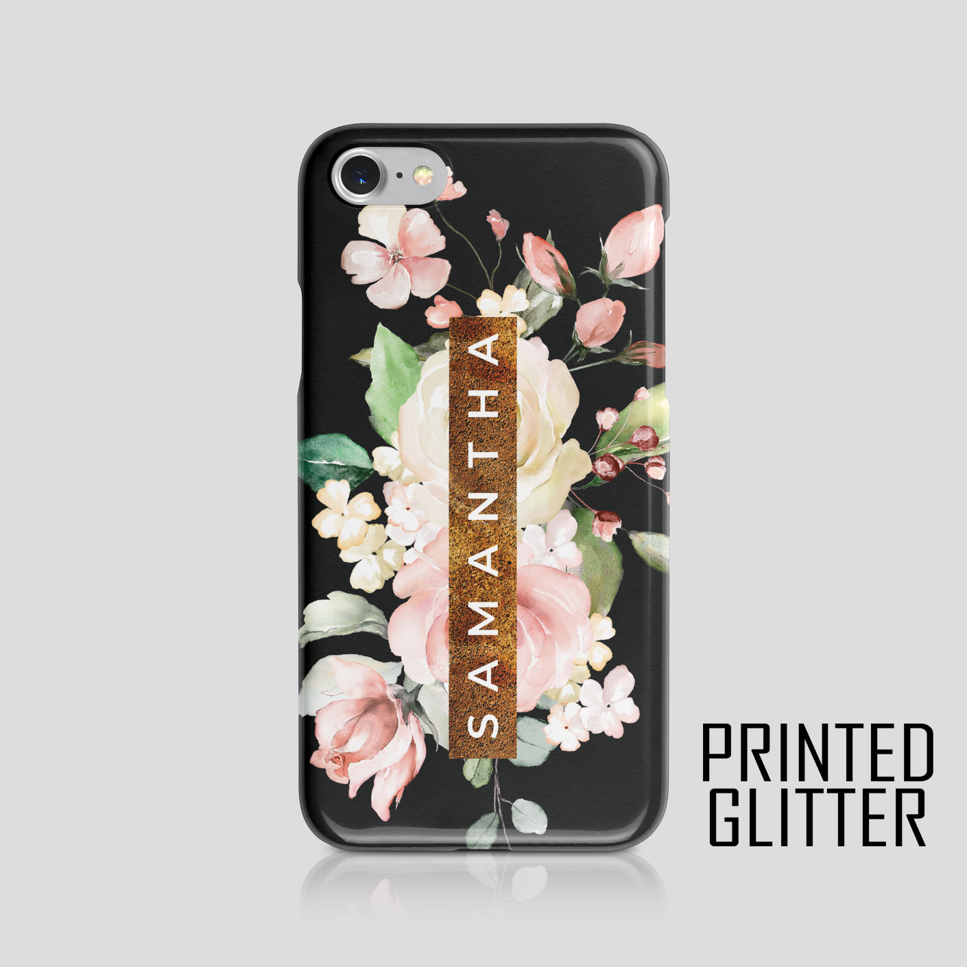 Personalised Phone Case Cover for iPhone Samsung Floral Animal Print Glitter - Picture 11 of 24