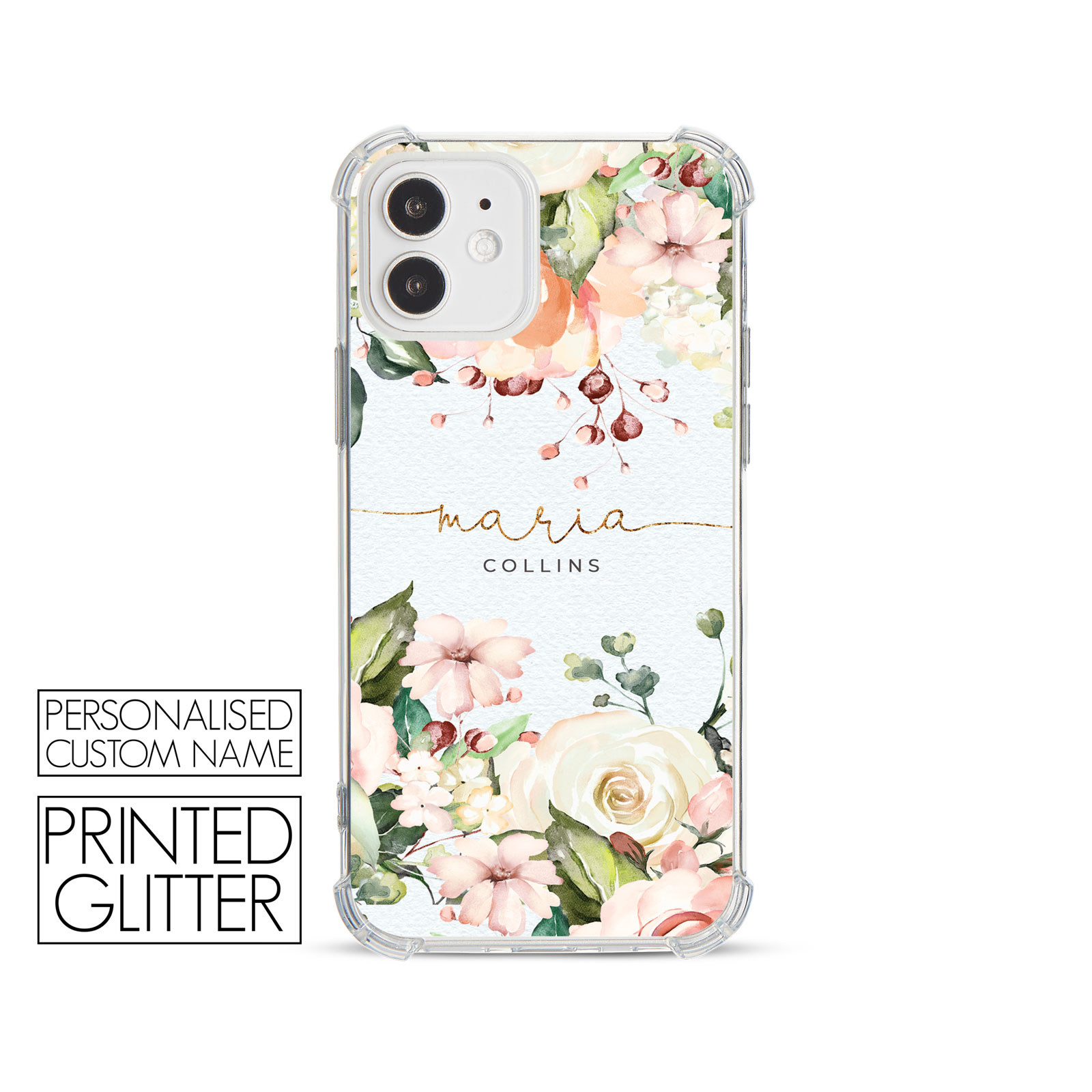 Tirita Personalised Phone Case Shockproof for iPhone 12 8 SE 6 Floral Leopard - Picture 14 of 82
