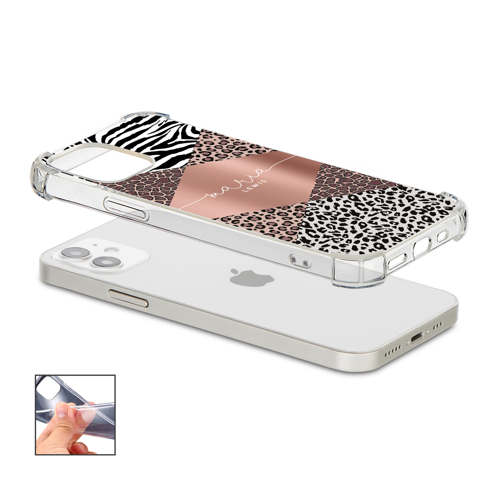 Tirita Personalised Phone Case Shockproof for iPhone 12 8 SE 6 Floral Leopard - Picture 36 of 82