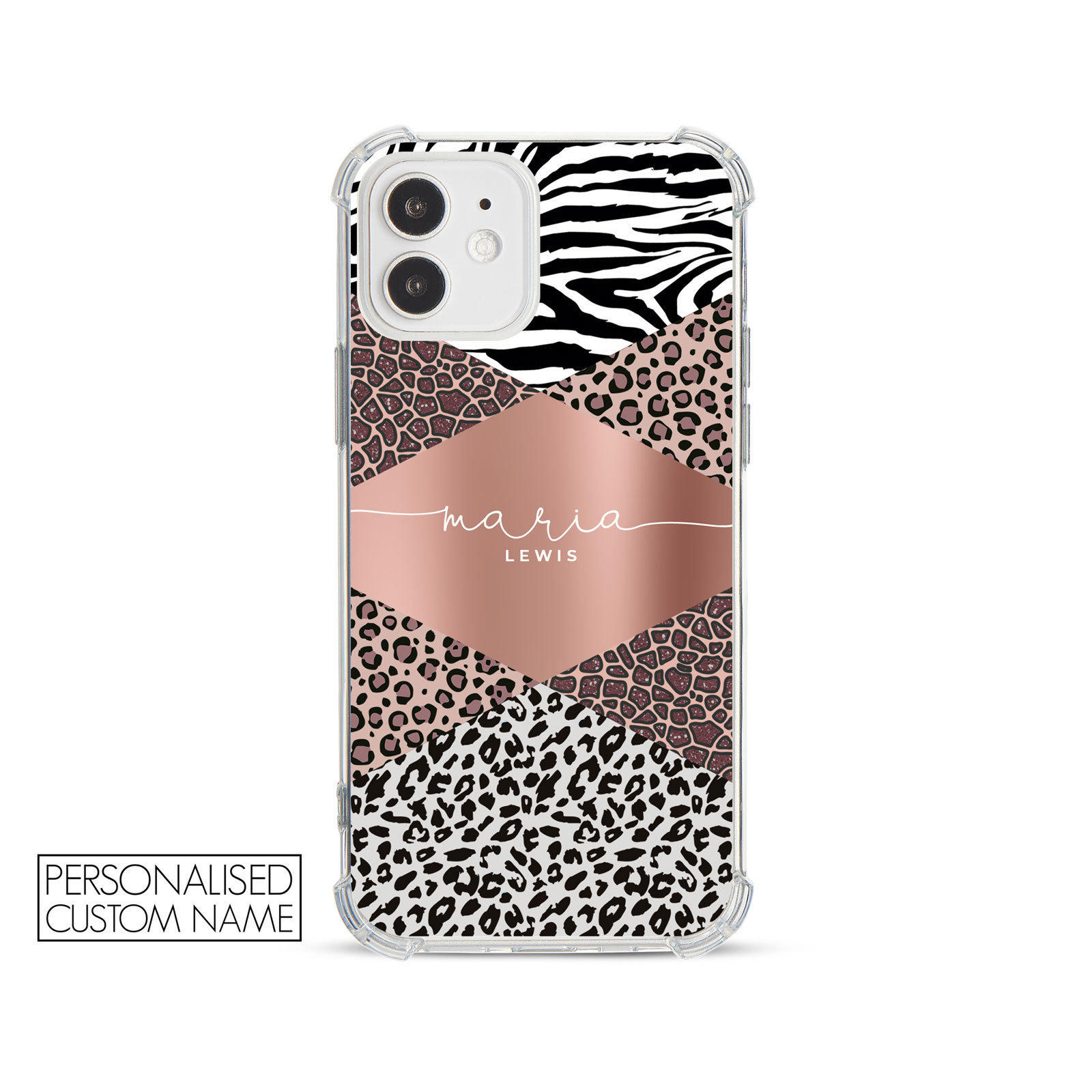 Tirita Personalised Phone Case Shockproof for iPhone 12 8 SE 6 Floral Leopard - Picture 34 of 82