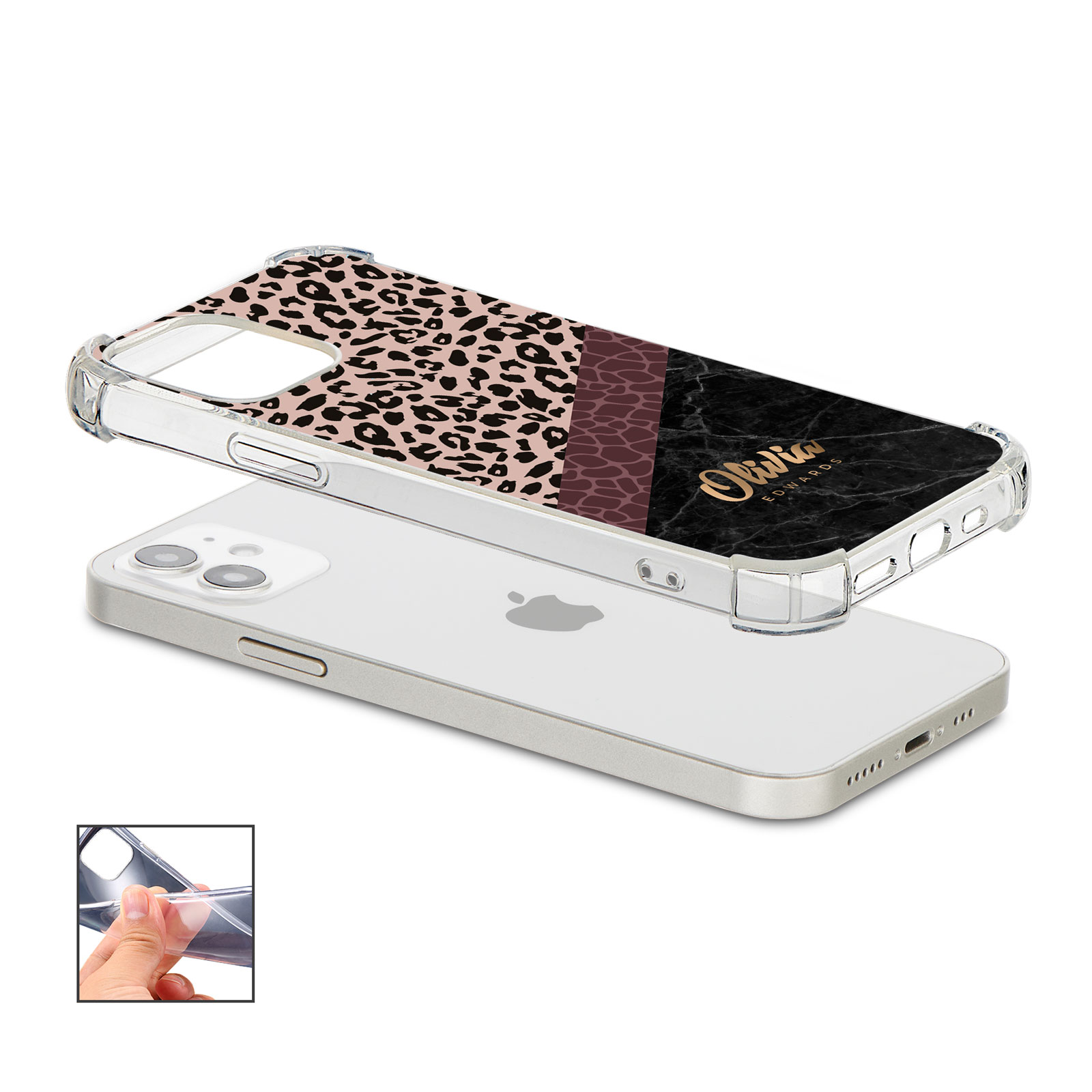 Tirita Personalised Phone Case Shockproof for iPhone 12 8 SE 6 Floral Leopard - Picture 64 of 82
