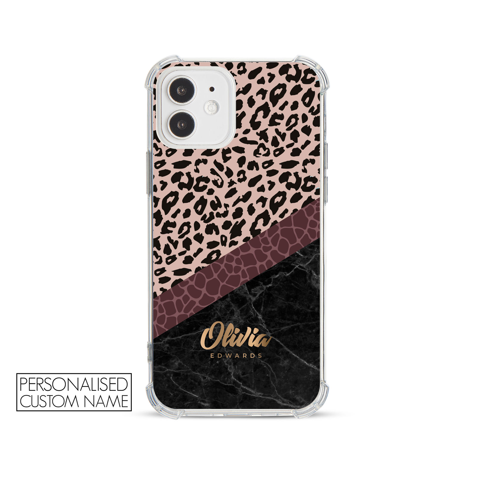 Tirita Personalised Phone Case Shockproof for iPhone 12 8 SE 6 Floral Leopard - Picture 62 of 82