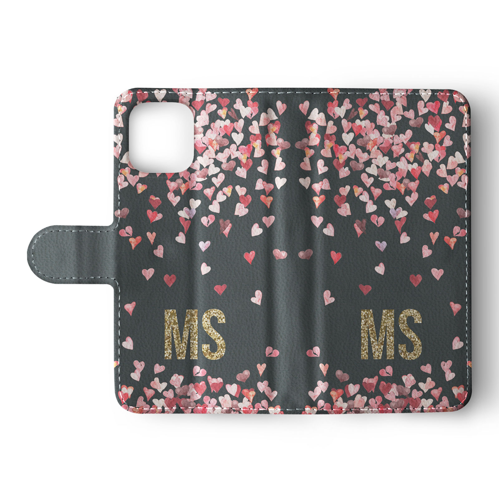 Tirita Personalised Wallet Flip Case for iPhone 16 15 14 13 12 Hearts Pink Rain - Picture 6 of 26