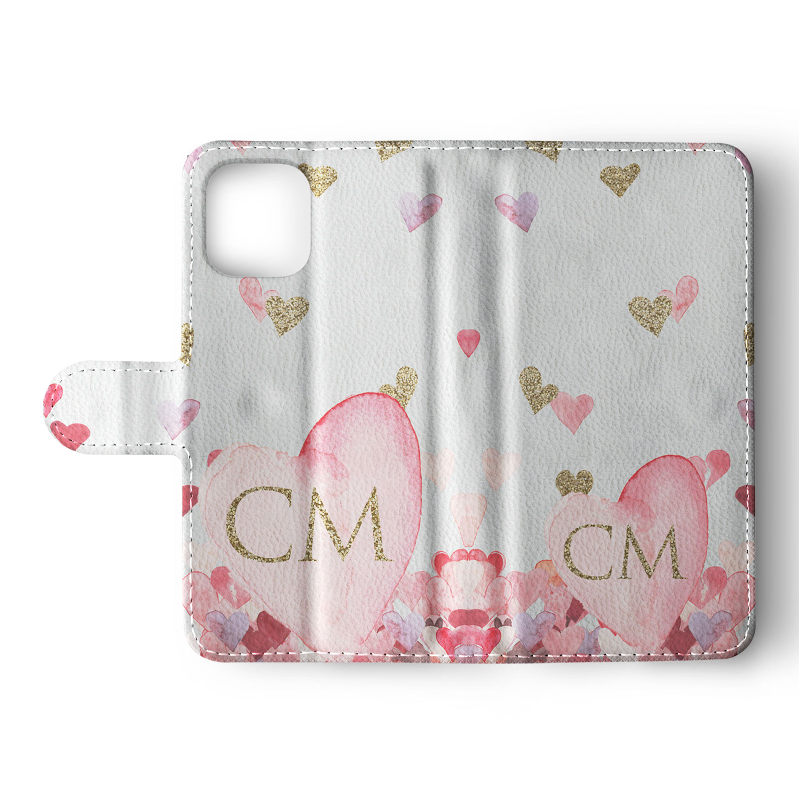 Tirita Personalised Wallet Flip Case for iPhone 16 15 14 13 12 Hearts Pink Rain - Picture 15 of 26