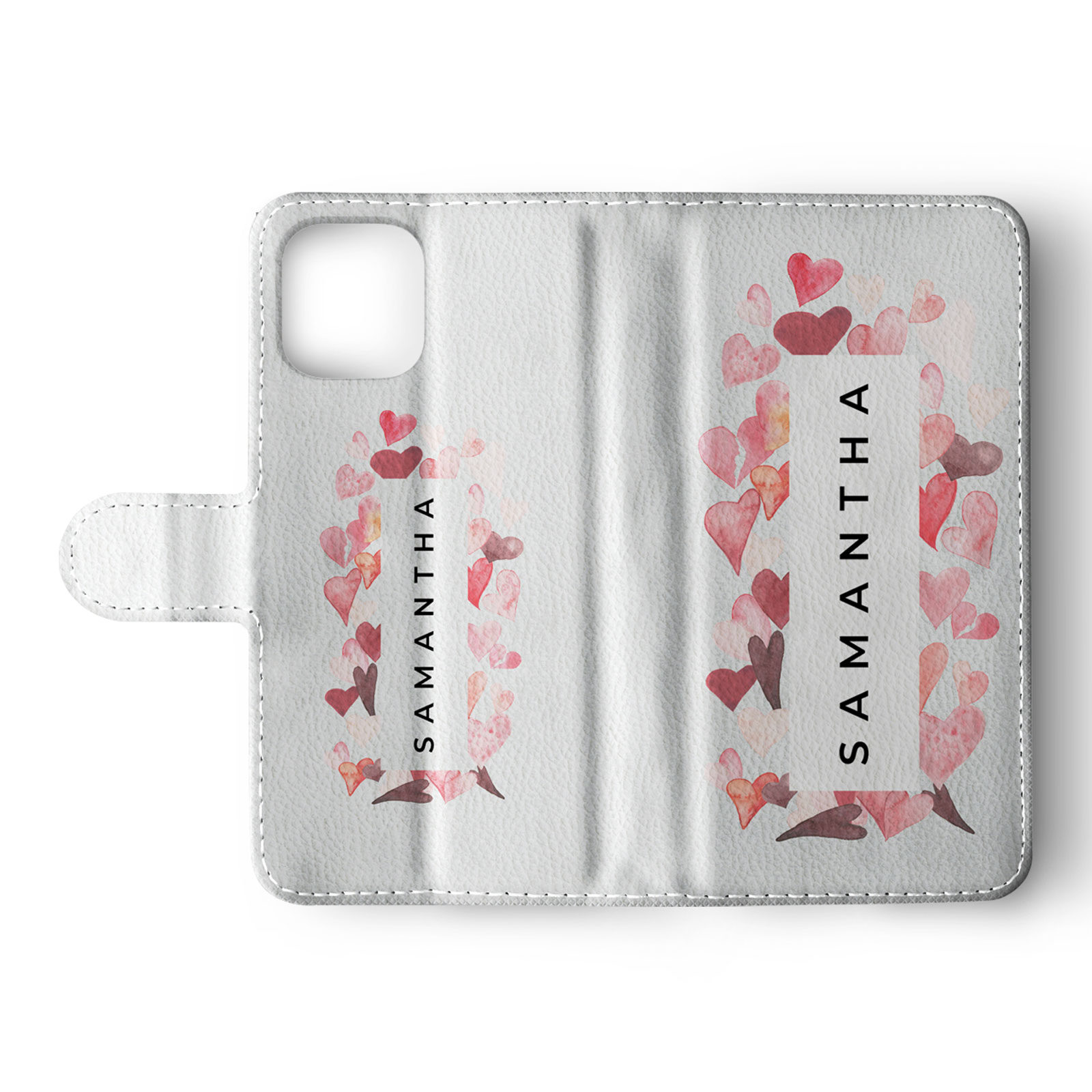 Tirita Personalised Wallet Flip Case for iPhone 16 15 14 13 12 Hearts Pink Rain - Picture 18 of 26