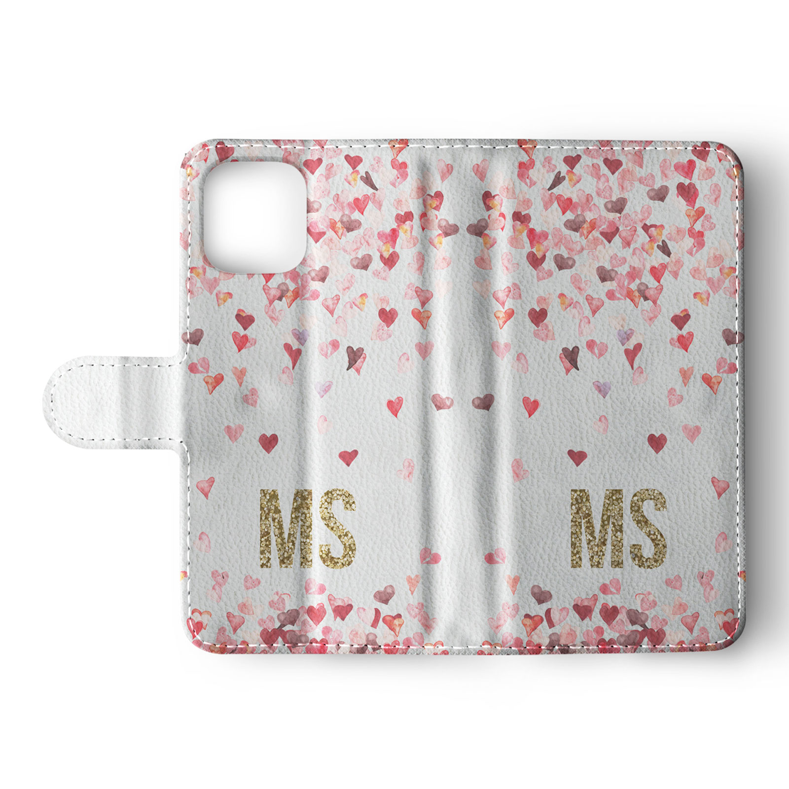 Tirita Personalised Wallet Flip Case for iPhone 16 15 14 13 12 Hearts Pink Rain - Picture 21 of 26