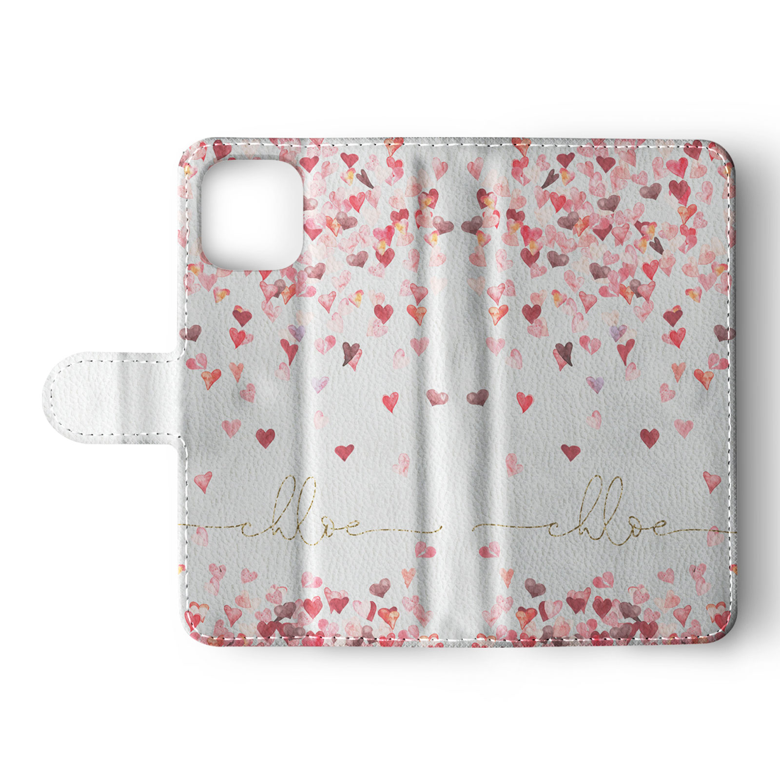 Tirita Personalised Wallet Flip Case for iPhone 16 15 14 13 12 Hearts Pink Rain - Picture 24 of 26