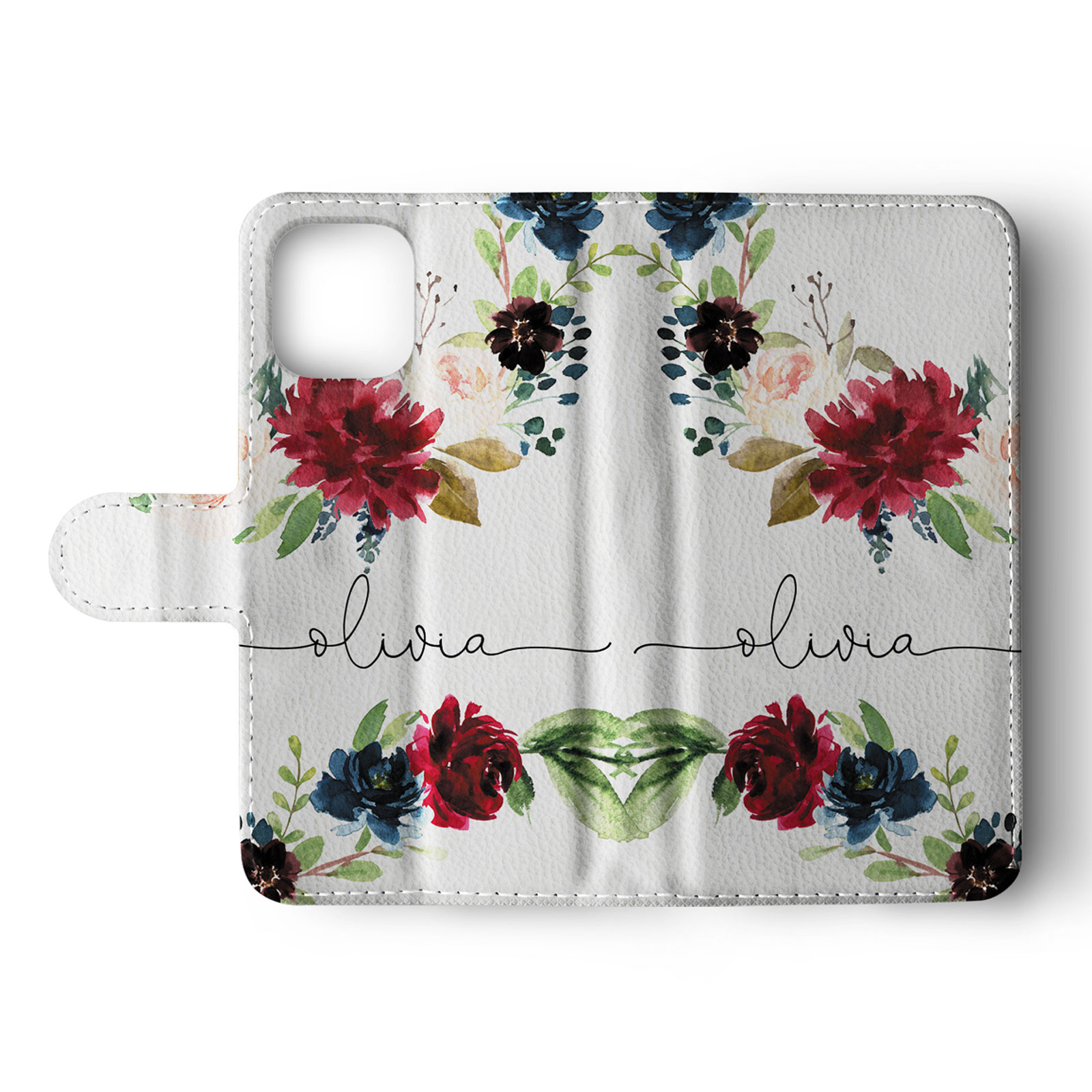 Tirita Personalised Wallet Flip Case for iPhone 14 13 12 11 8 Floral Roses Gold - Picture 15 of 26