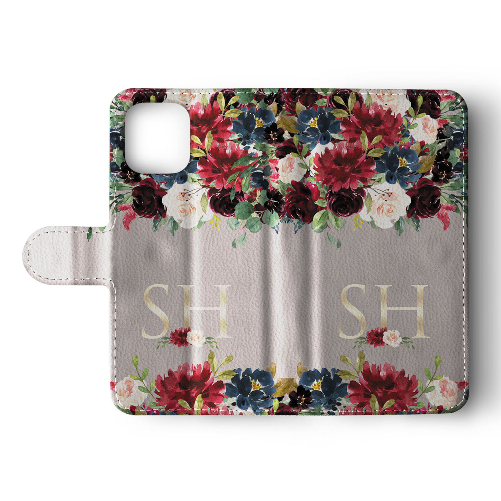 Tirita Personalised Wallet Flip Case for iPhone 14 13 12 11 8 Floral Roses Gold - Picture 18 of 26