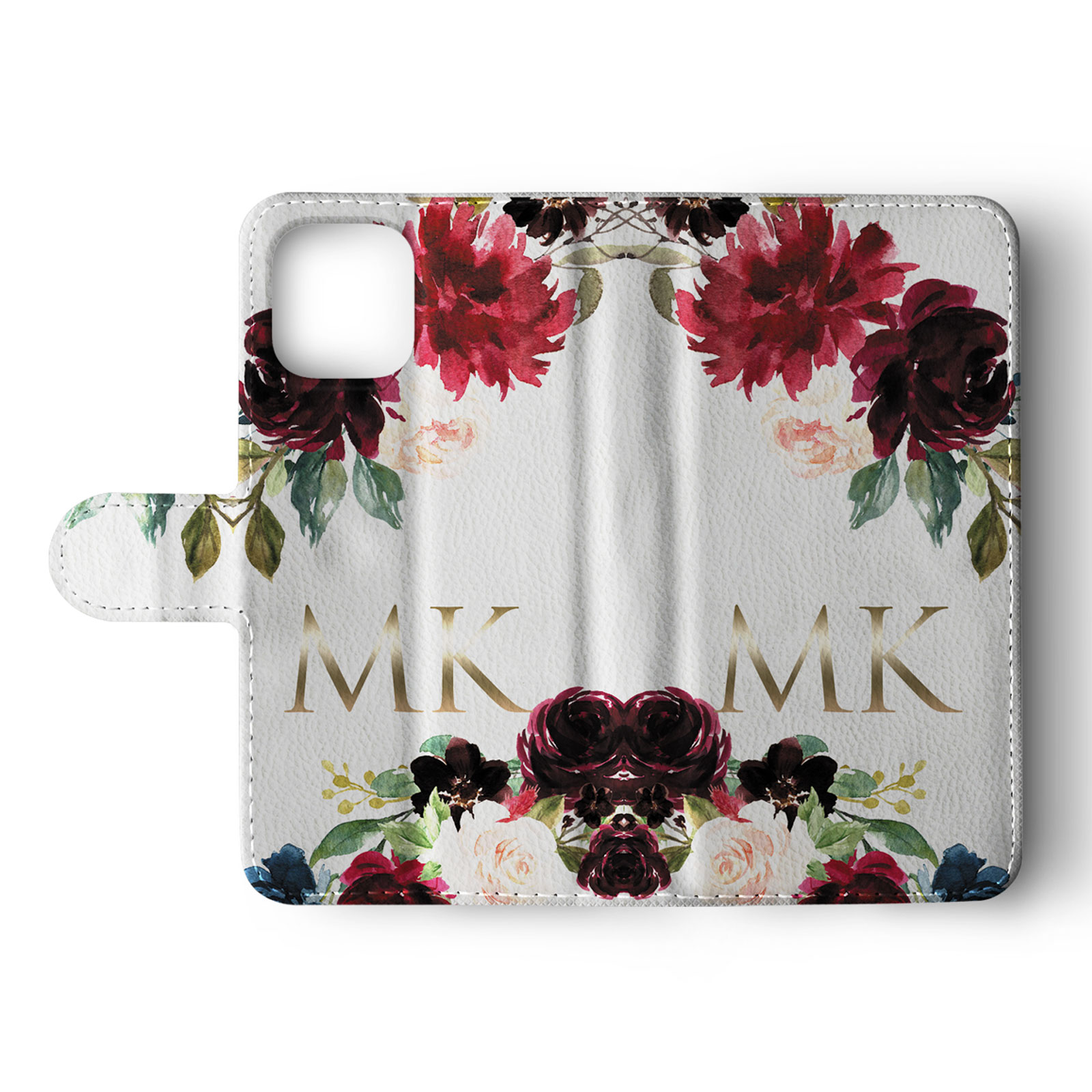 Tirita Personalised Wallet Flip Case for iPhone 14 13 12 11 8 Floral Roses Gold - Picture 24 of 26