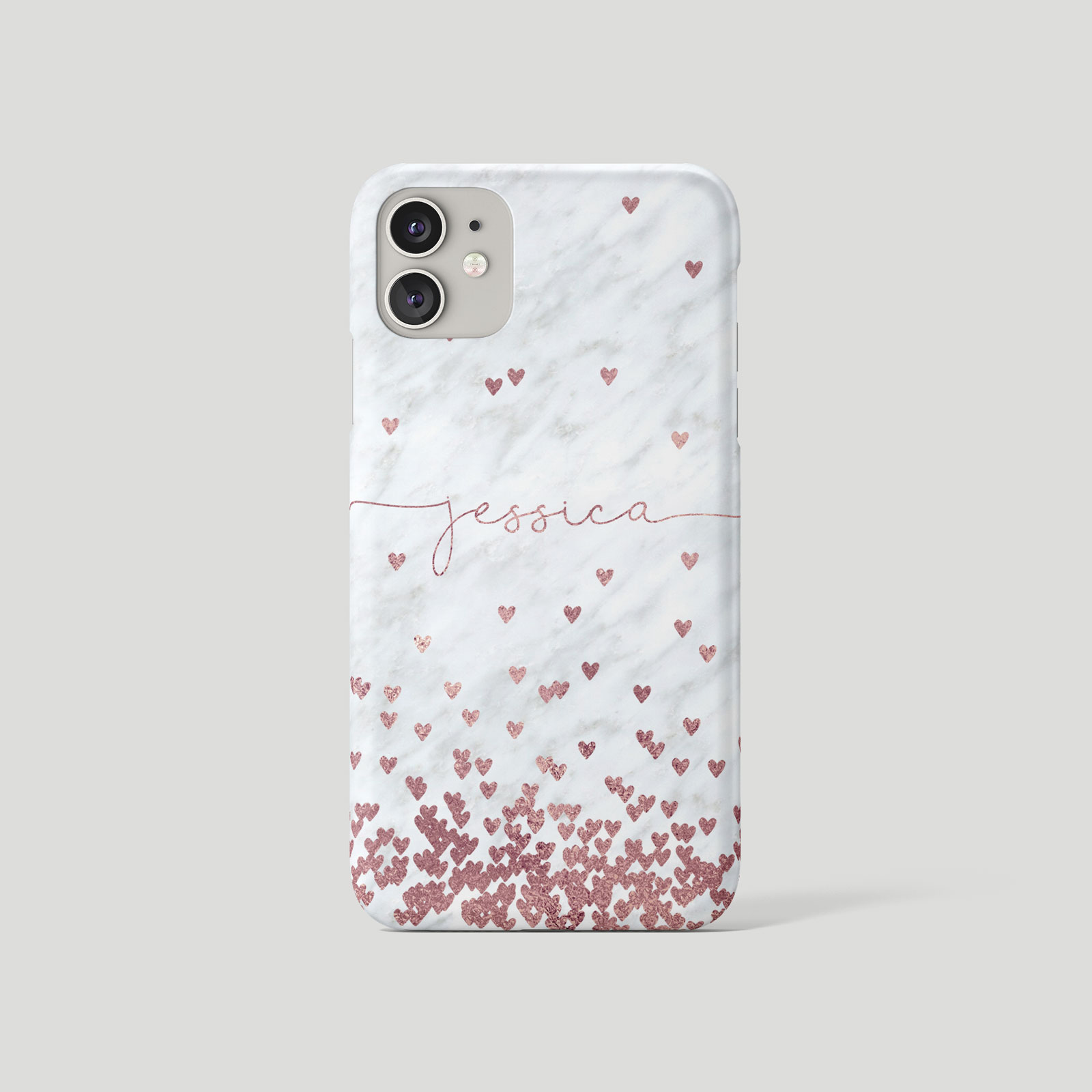 Tirita Personalised Phone Case for iPhone 16 15 14 13 12 Floating Hearts Marble - Picture 2 of 18