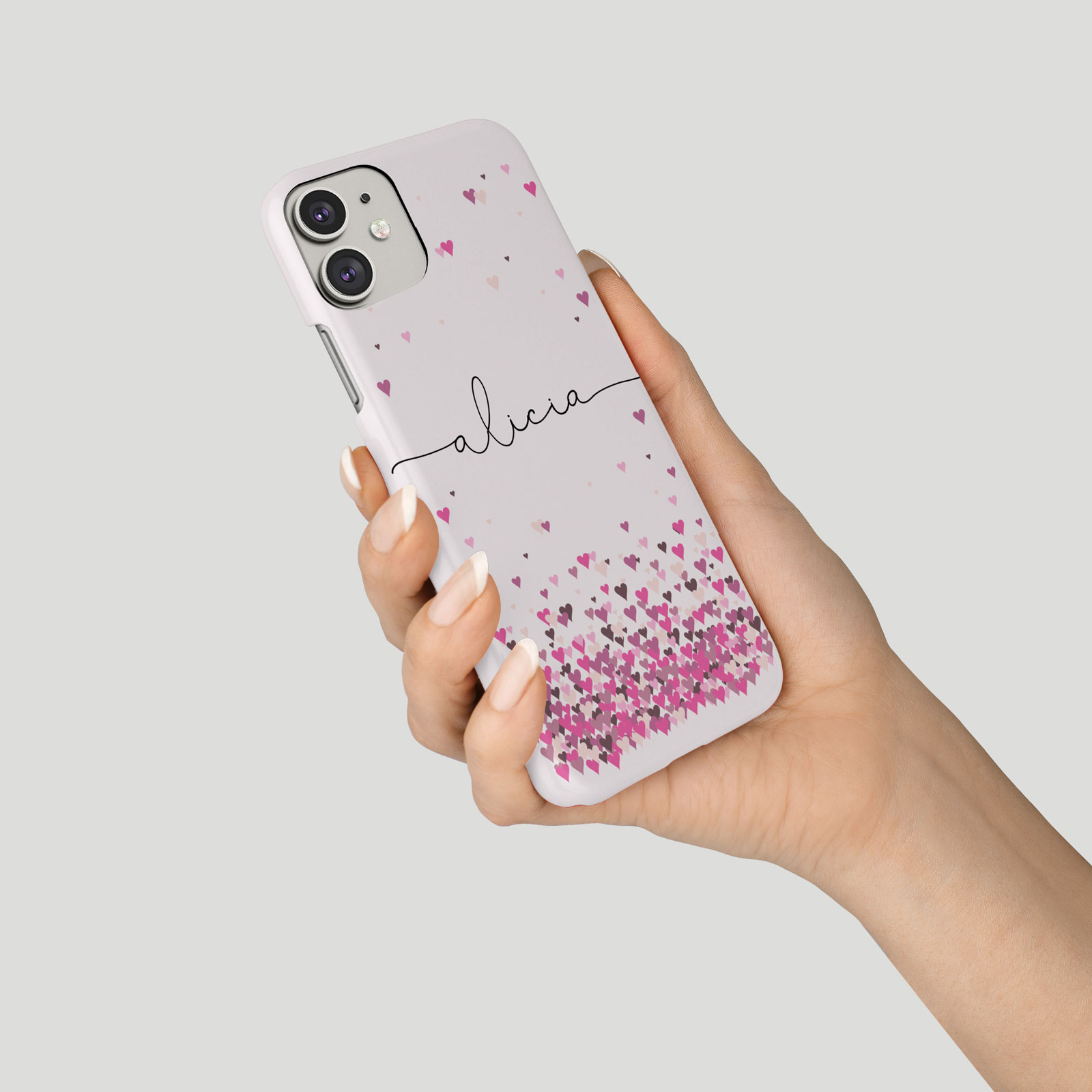 Tirita Personalised Phone Case for iPhone 16 15 14 13 12 Floating Hearts Marble - Picture 5 of 18