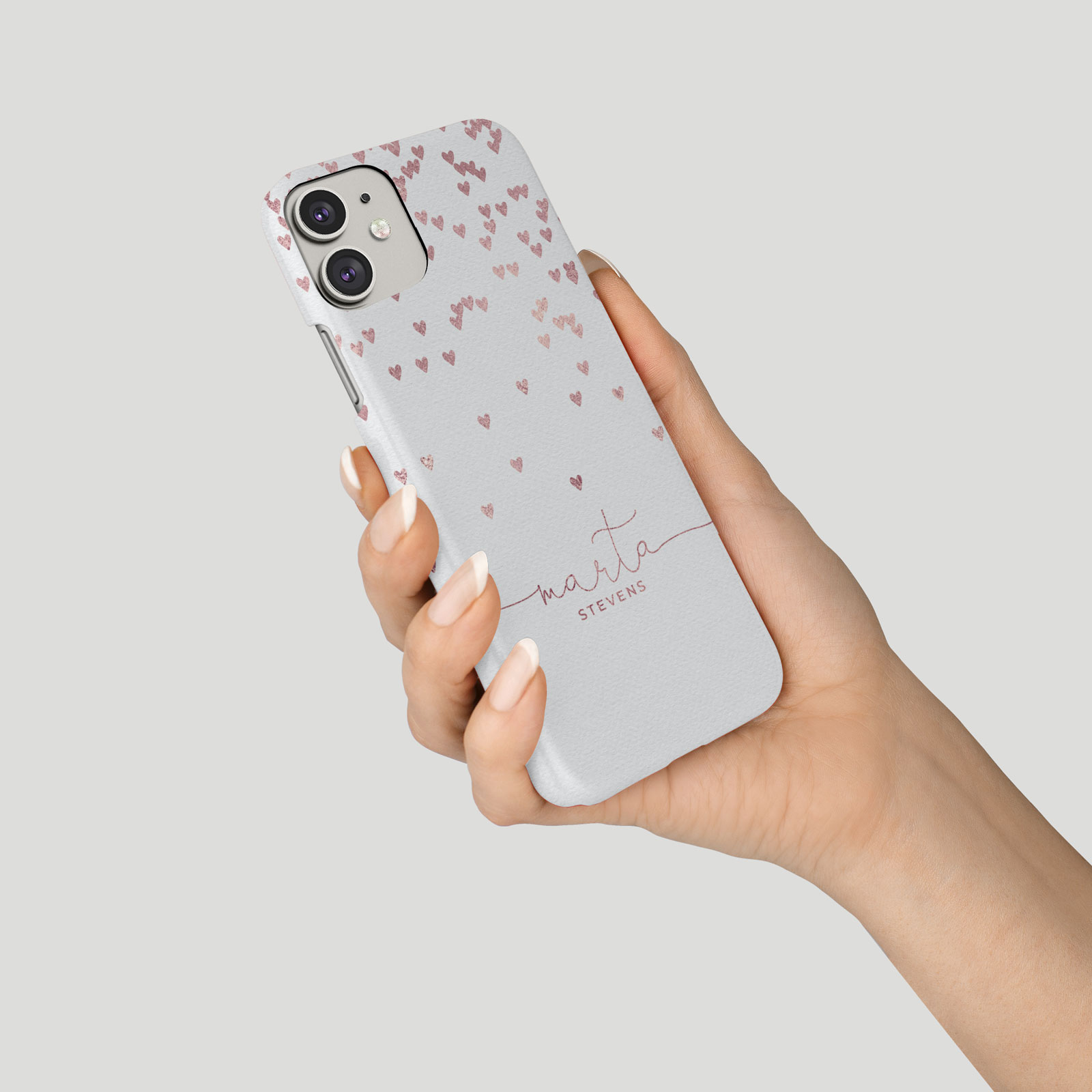 Tirita Personalised Phone Case for iPhone 16 15 14 13 12 Floating Hearts Marble - Picture 7 of 18