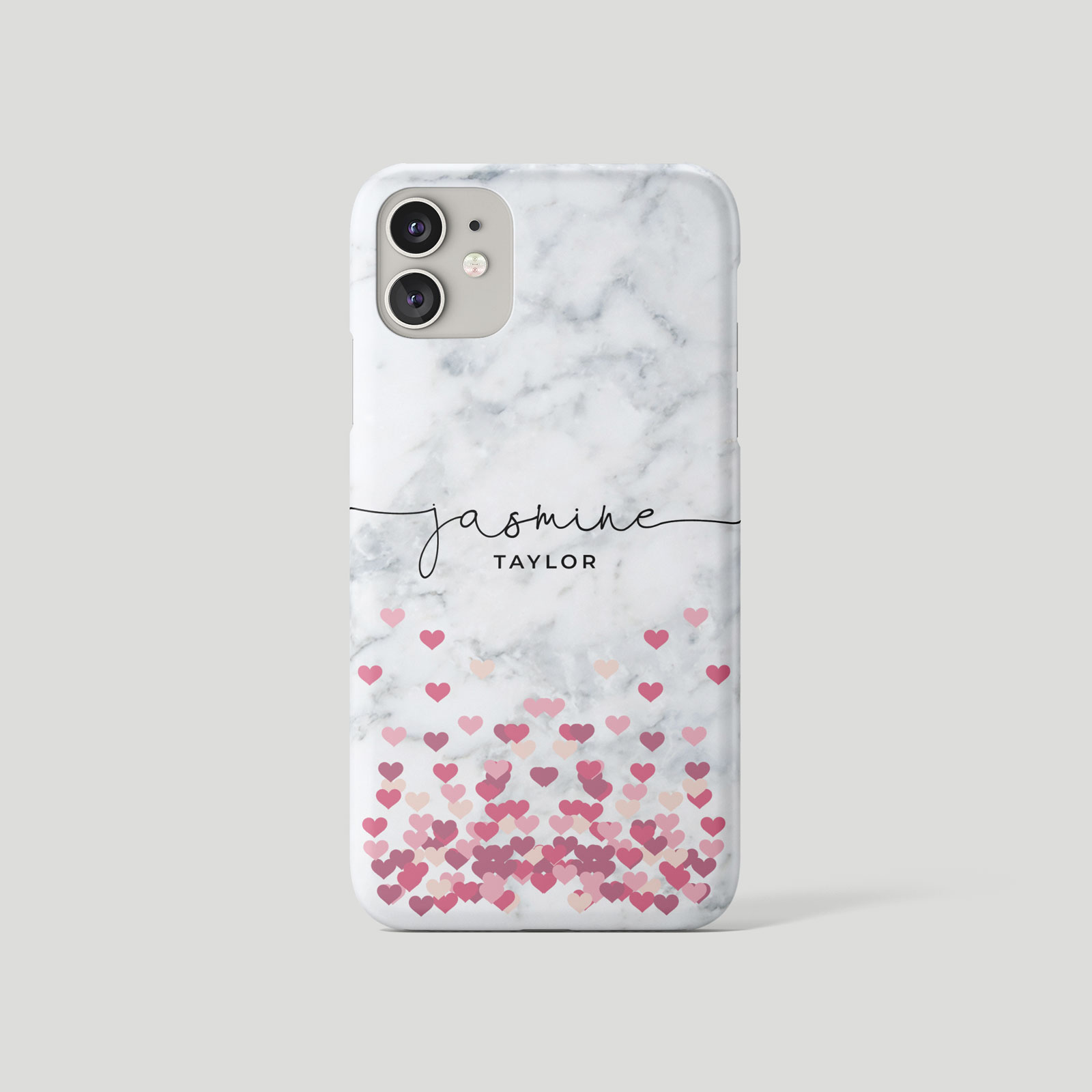 Tirita Personalised Phone Case for iPhone 16 15 14 13 12 Floating Hearts Marble - Picture 8 of 18