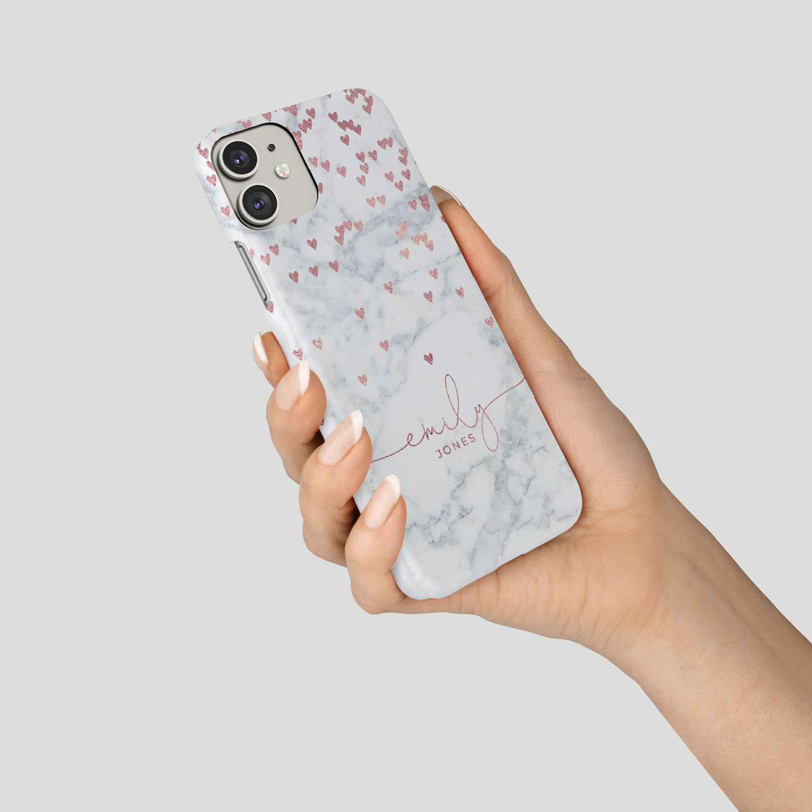 Tirita Personalised Phone Case for iPhone 16 15 14 13 12 Floating Hearts Marble - Picture 13 of 18