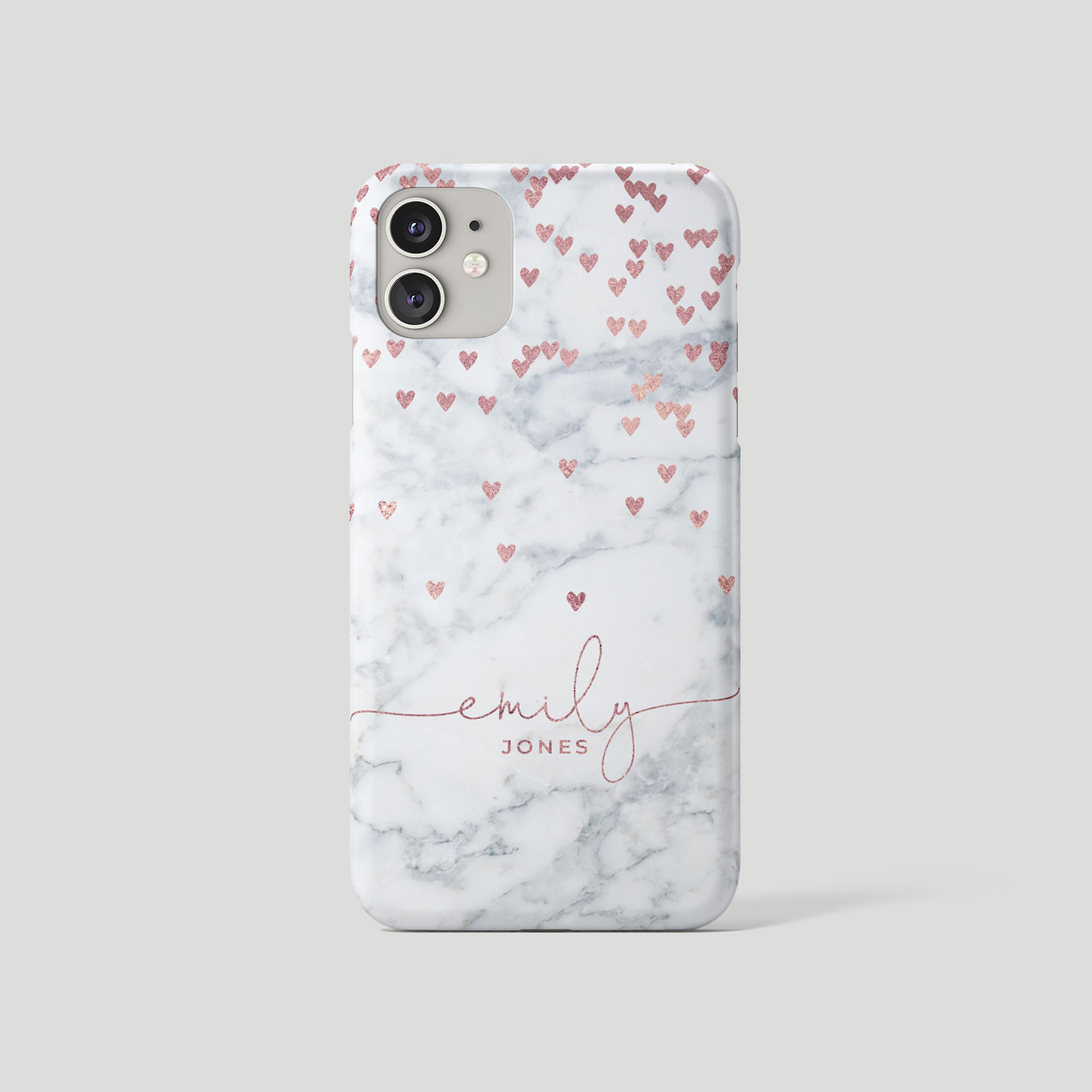Tirita Personalised Phone Case for iPhone 16 15 14 13 12 Floating Hearts Marble - Picture 12 of 18
