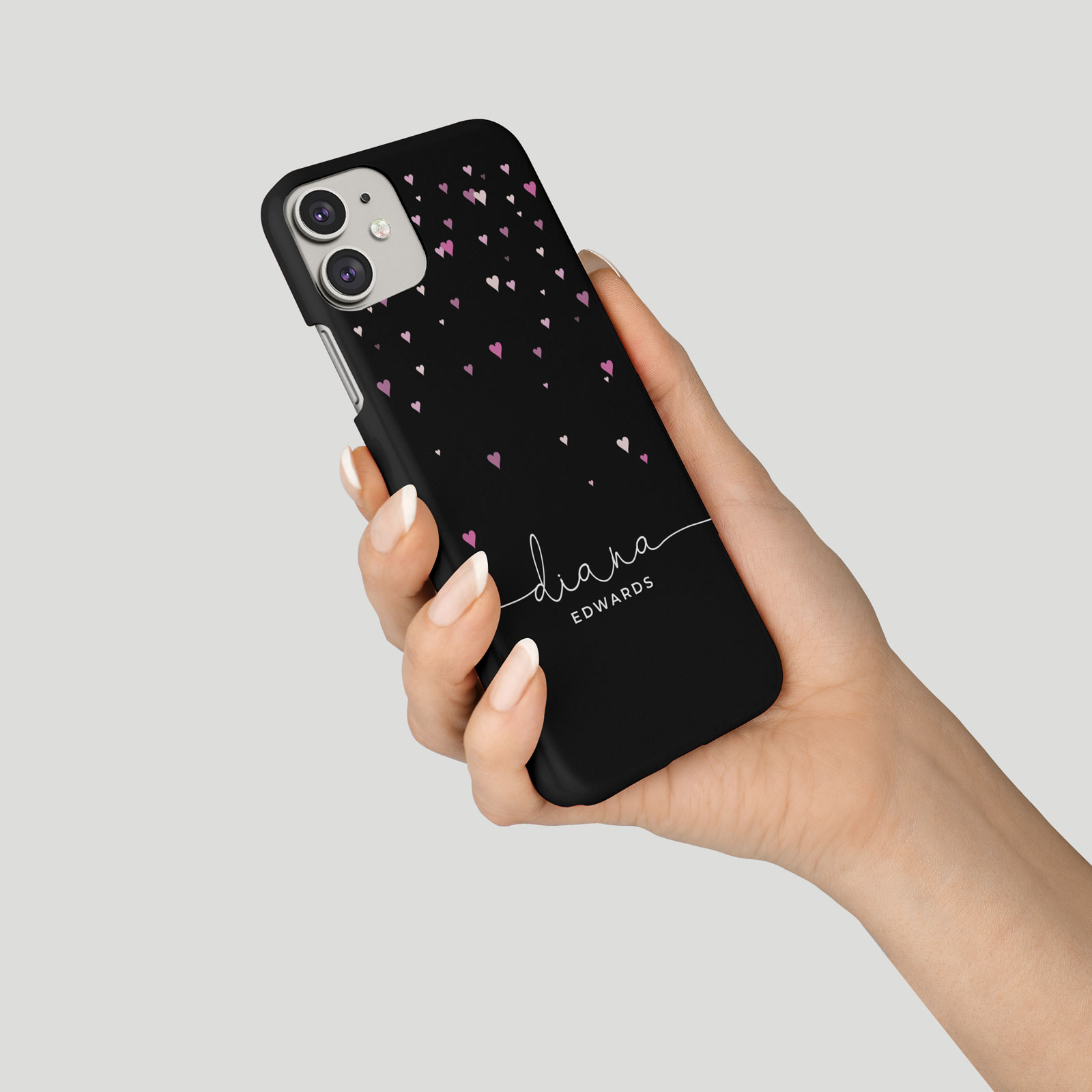 Tirita Personalised Phone Case for iPhone 16 15 14 13 12 Floating Hearts Marble - Picture 15 of 18