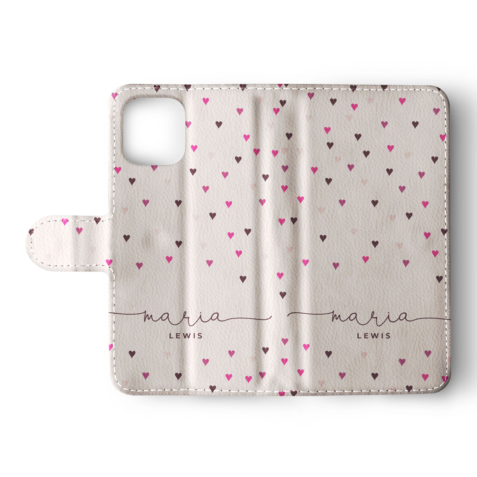Tirita Personalised Wallet Flip Case for iPhone 16 15 14 Hearts Rain Colourful - Picture 3 of 20