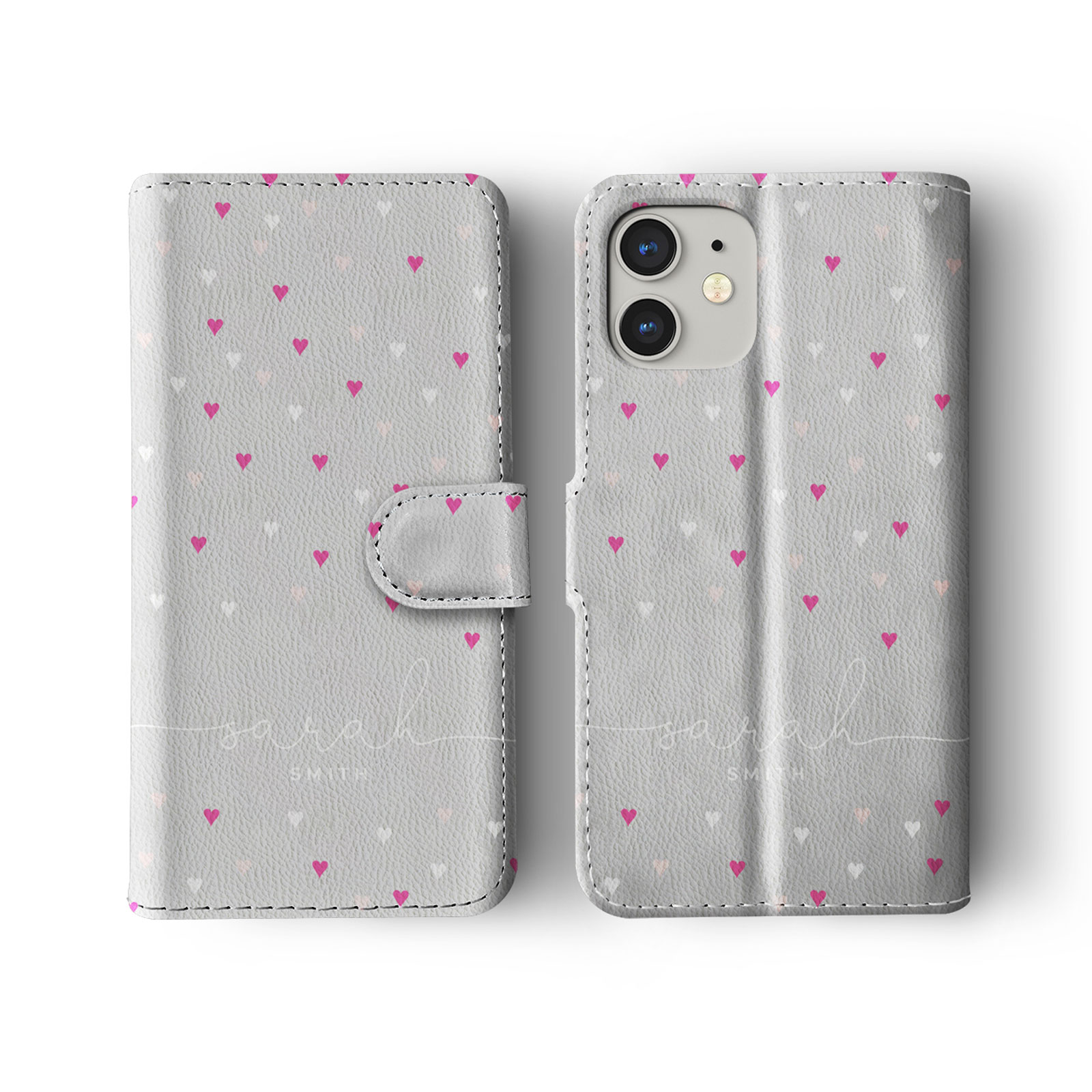 Tirita Personalised Wallet Flip Case for iPhone 16 15 14 Hearts Rain Colourful - Picture 5 of 20