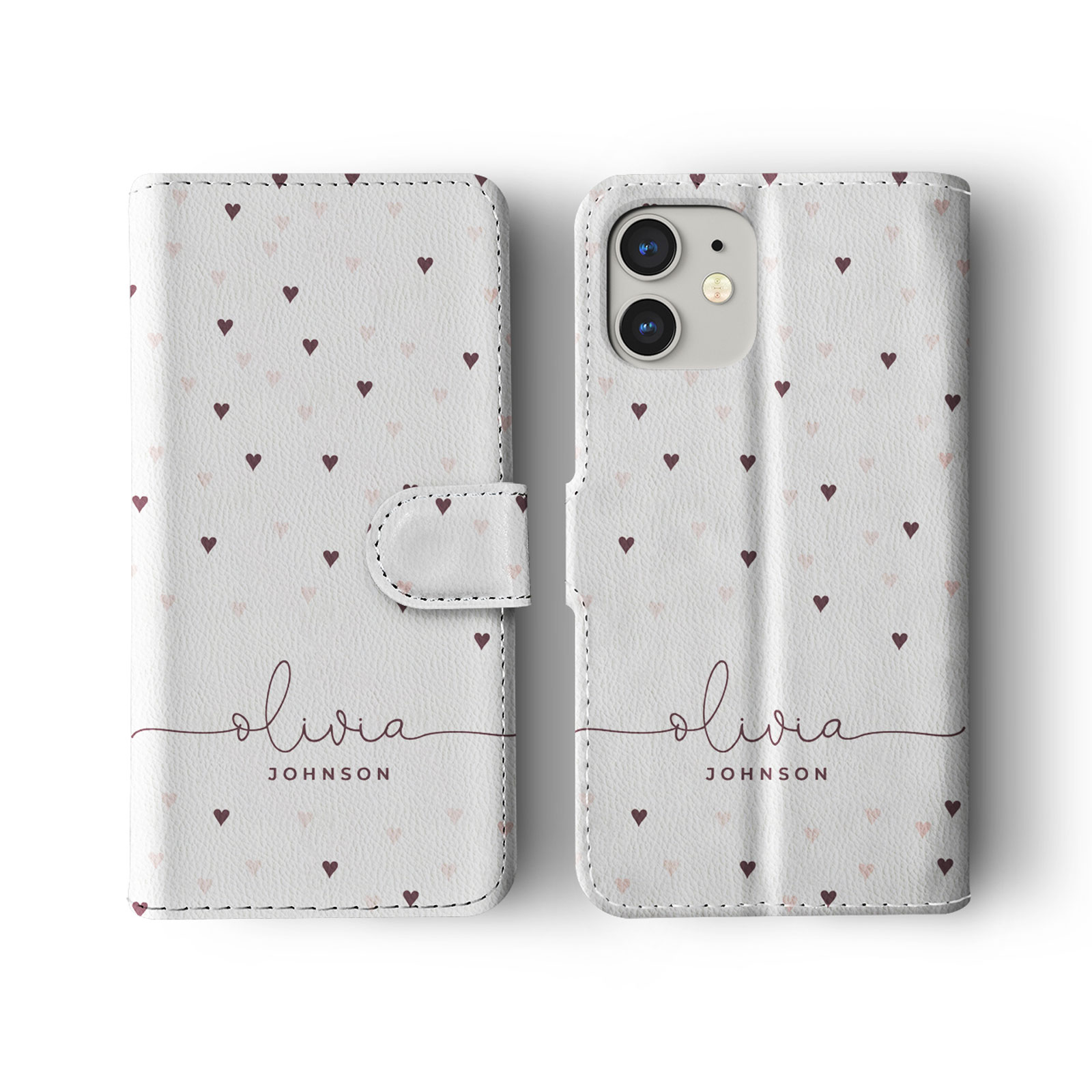 Tirita Personalised Wallet Flip Case for iPhone 16 15 14 Hearts Rain Colourful - Picture 8 of 20