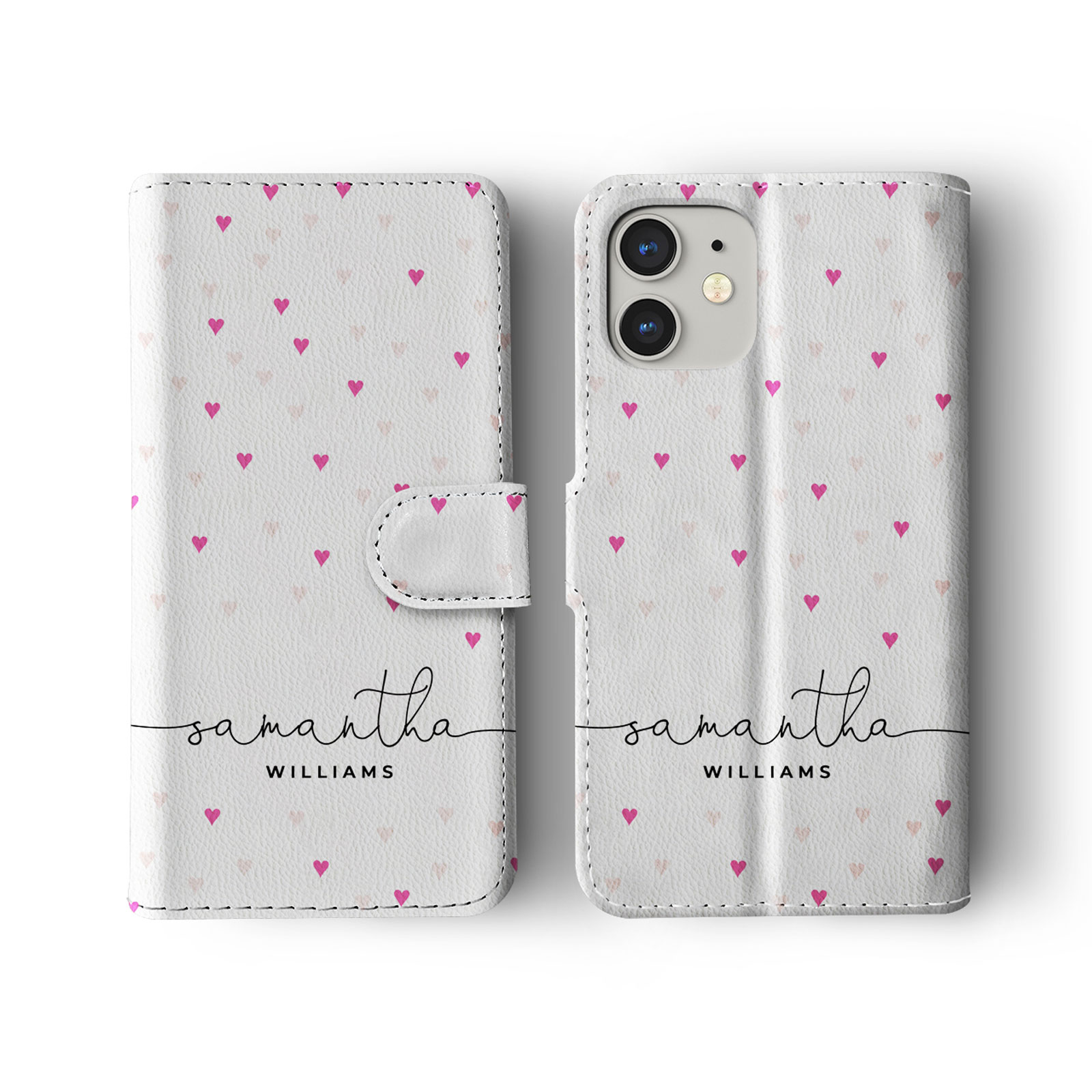 Tirita Personalised Wallet Flip Case for iPhone 16 15 14 Hearts Rain Colourful - Picture 14 of 20