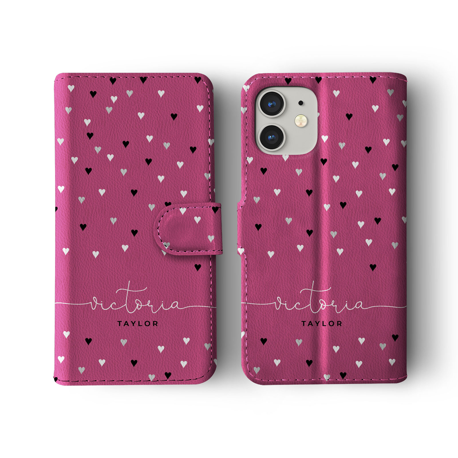 Tirita Personalised Wallet Flip Case for iPhone 16 15 14 Hearts Rain Colourful - Picture 17 of 20