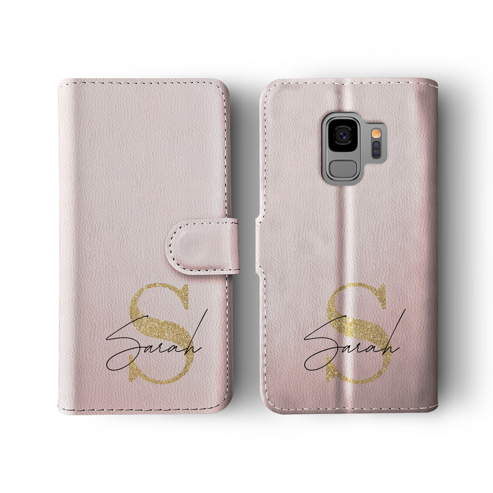 Tirita Personalised Wallet Flip Case for Samsung S23 S22 S20 S9 Rose Gold Pink - Picture 2 of 26
