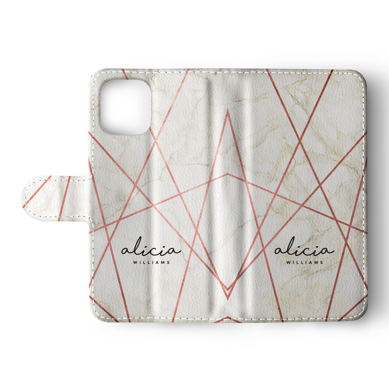 Tirita Personalised Wallet Flip Case for iPhone 16 15 14 13 12 Marble Rose Gold - Picture 3 of 26