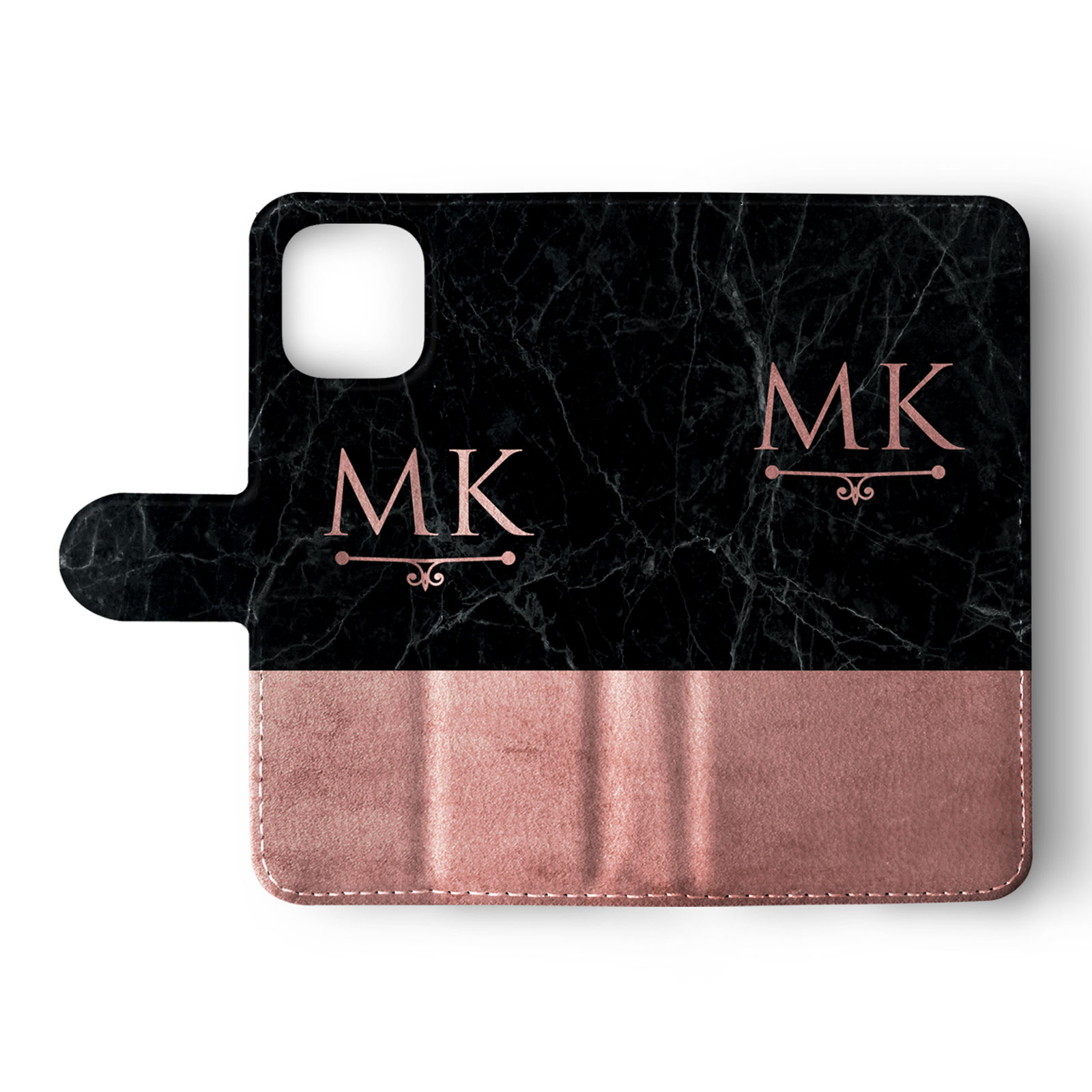 Tirita Personalised Wallet Flip Case for iPhone 16 15 14 13 12 Marble Rose Gold - Picture 6 of 26