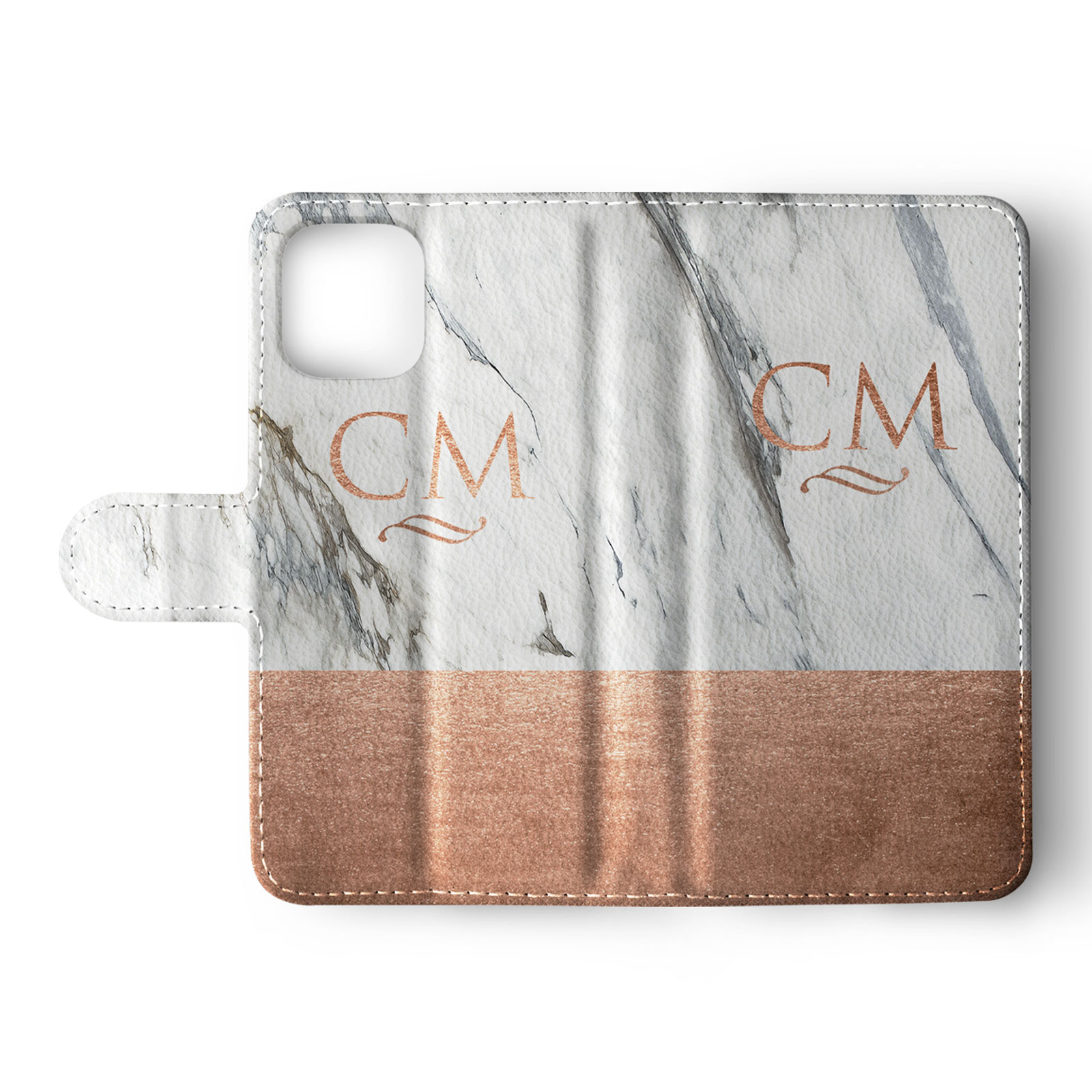 Tirita Personalised Wallet Flip Case for iPhone 16 15 14 13 12 Marble Rose Gold - Picture 9 of 26