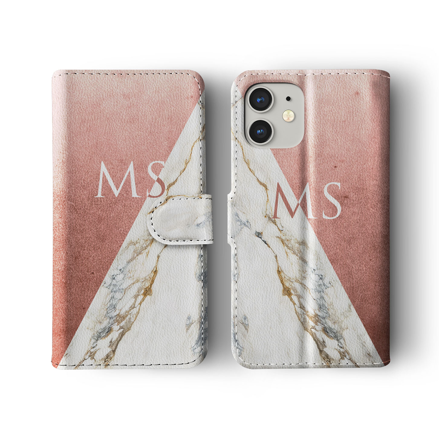 Tirita Personalised Wallet Flip Case for iPhone 16 15 14 13 12 Marble Rose Gold - Picture 11 of 26