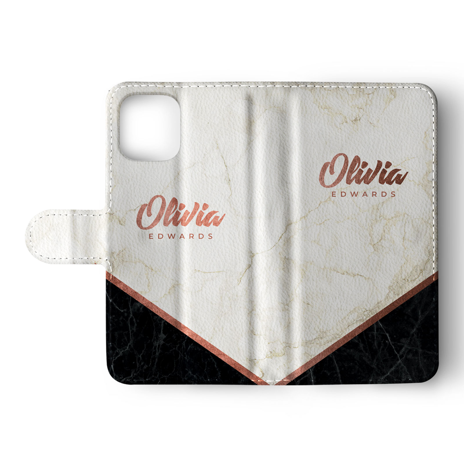 Tirita Personalised Wallet Flip Case for iPhone 16 15 14 13 12 Marble Rose Gold - Picture 15 of 26