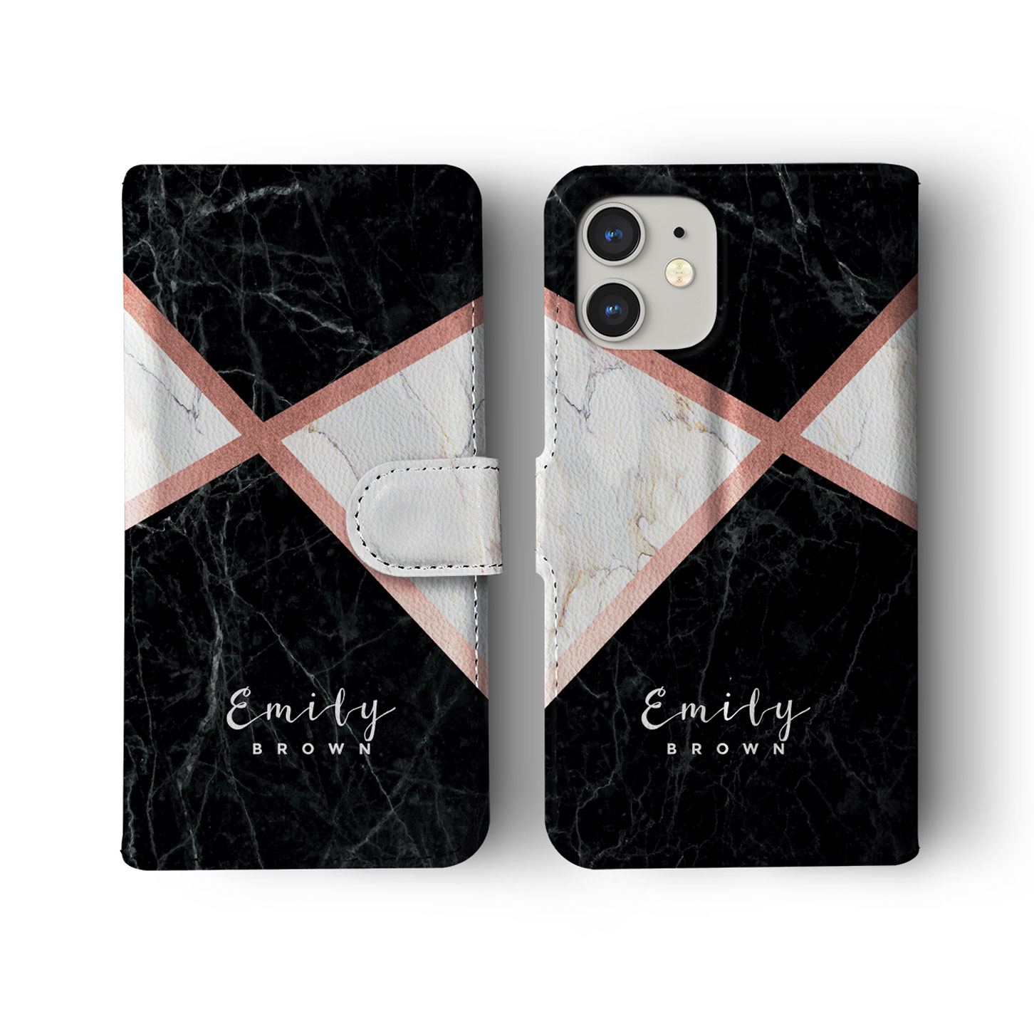Tirita Personalised Wallet Flip Case for iPhone 16 15 14 13 12 Marble Rose Gold - Picture 23 of 26