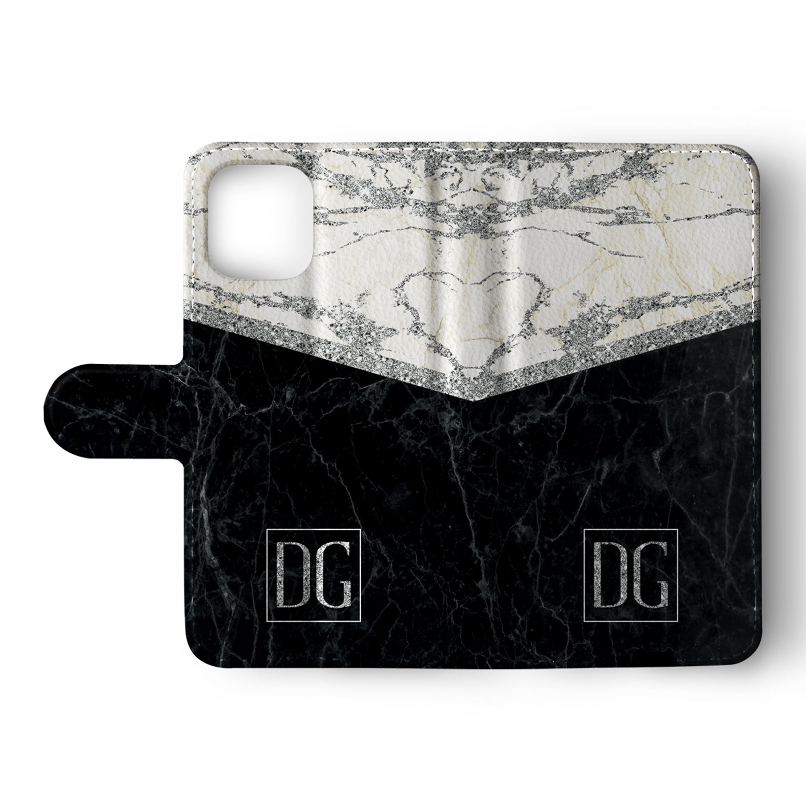 Tirita Personalised Wallet Flip Case for iPhone 16 15 14 13 12 11 Silver Marble - Picture 3 of 26