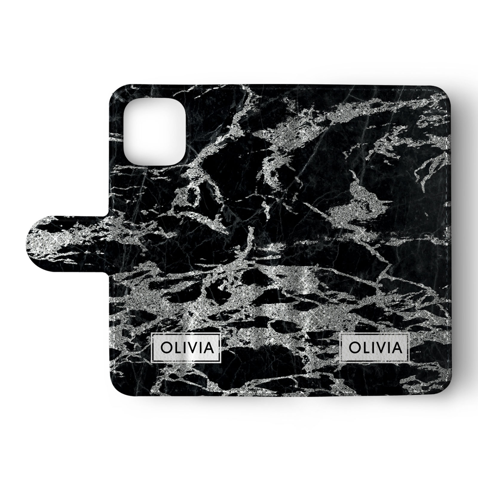 Tirita Personalised Wallet Flip Case for iPhone 16 15 14 13 12 11 Silver Marble - Picture 6 of 26